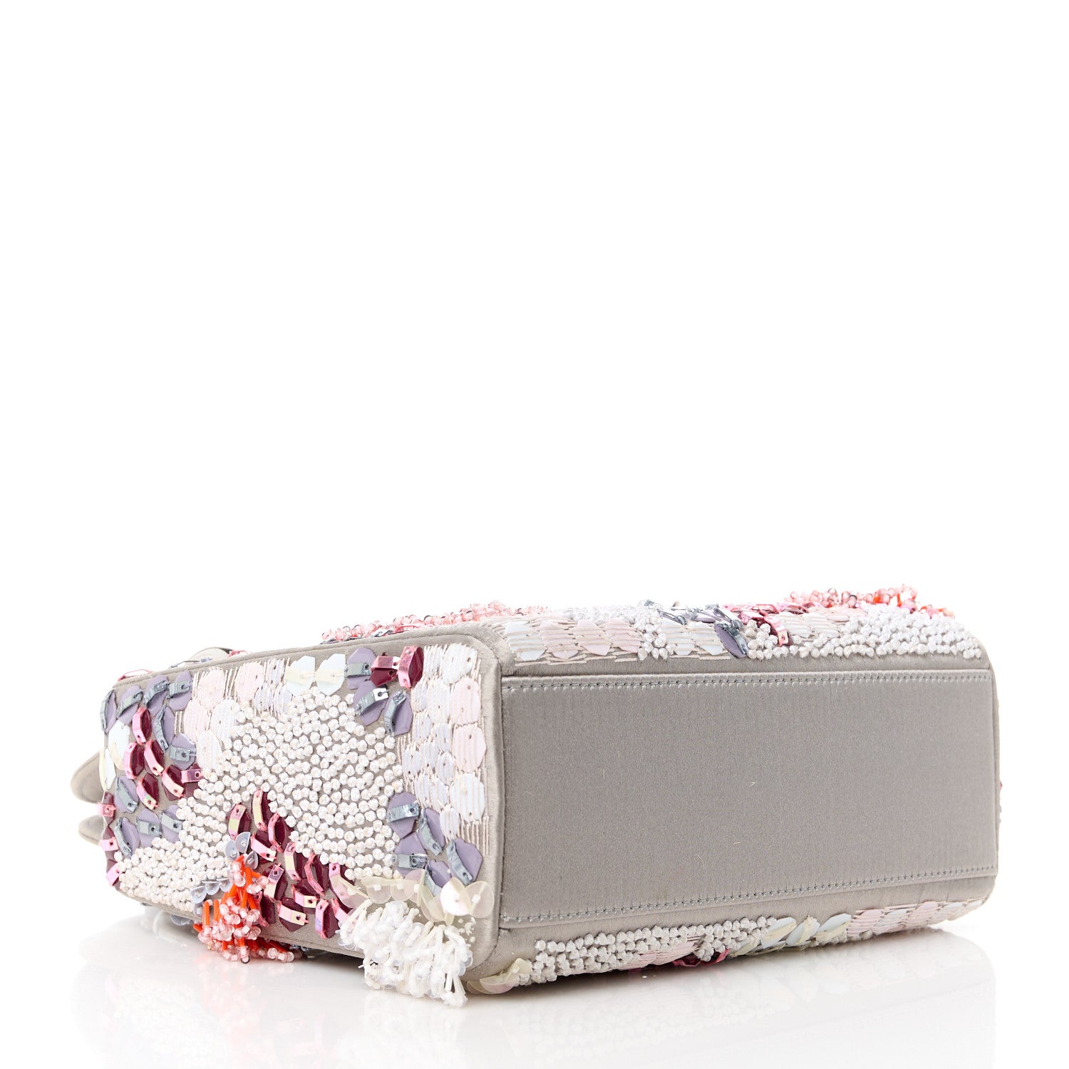 Christian Dior Satin Beaded Sequin Mini Lady Dior Grey Multicolor 4 of 11