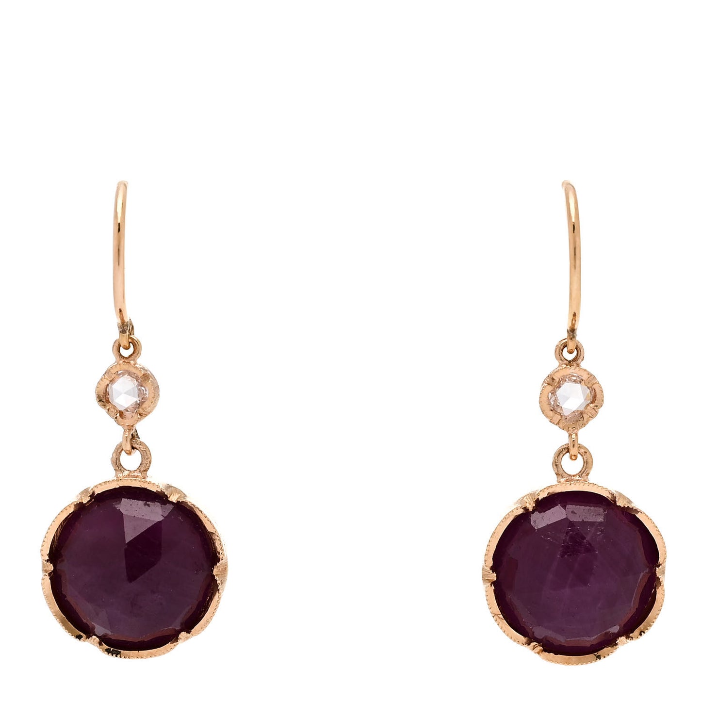 18K Rose Gold Ruby Diamond Medium Classic Drop Earrings