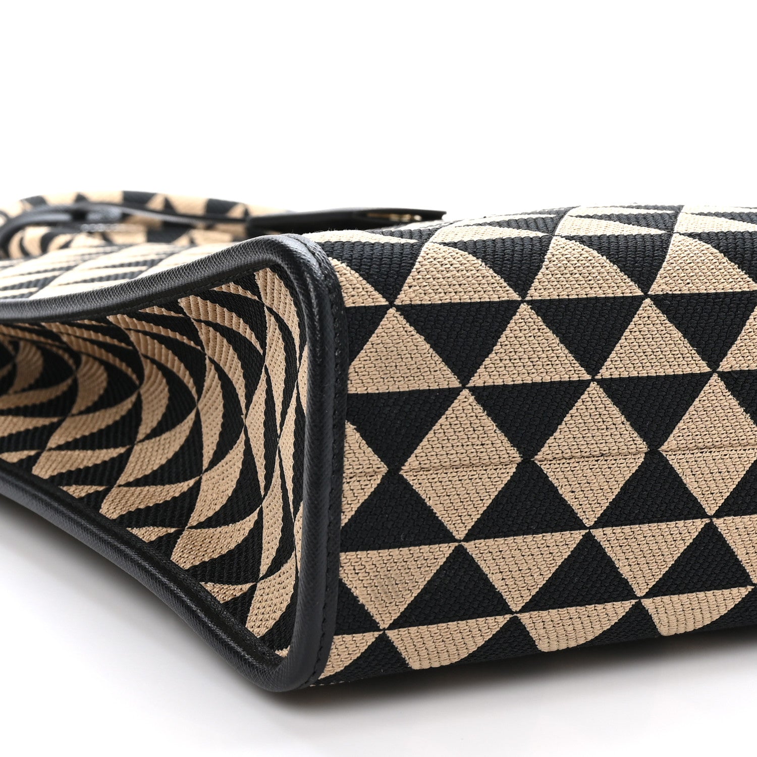 Prada Jacquard Saffiano Triangolo Symbole Embroidered Large Tote Black Corda 8 of 10