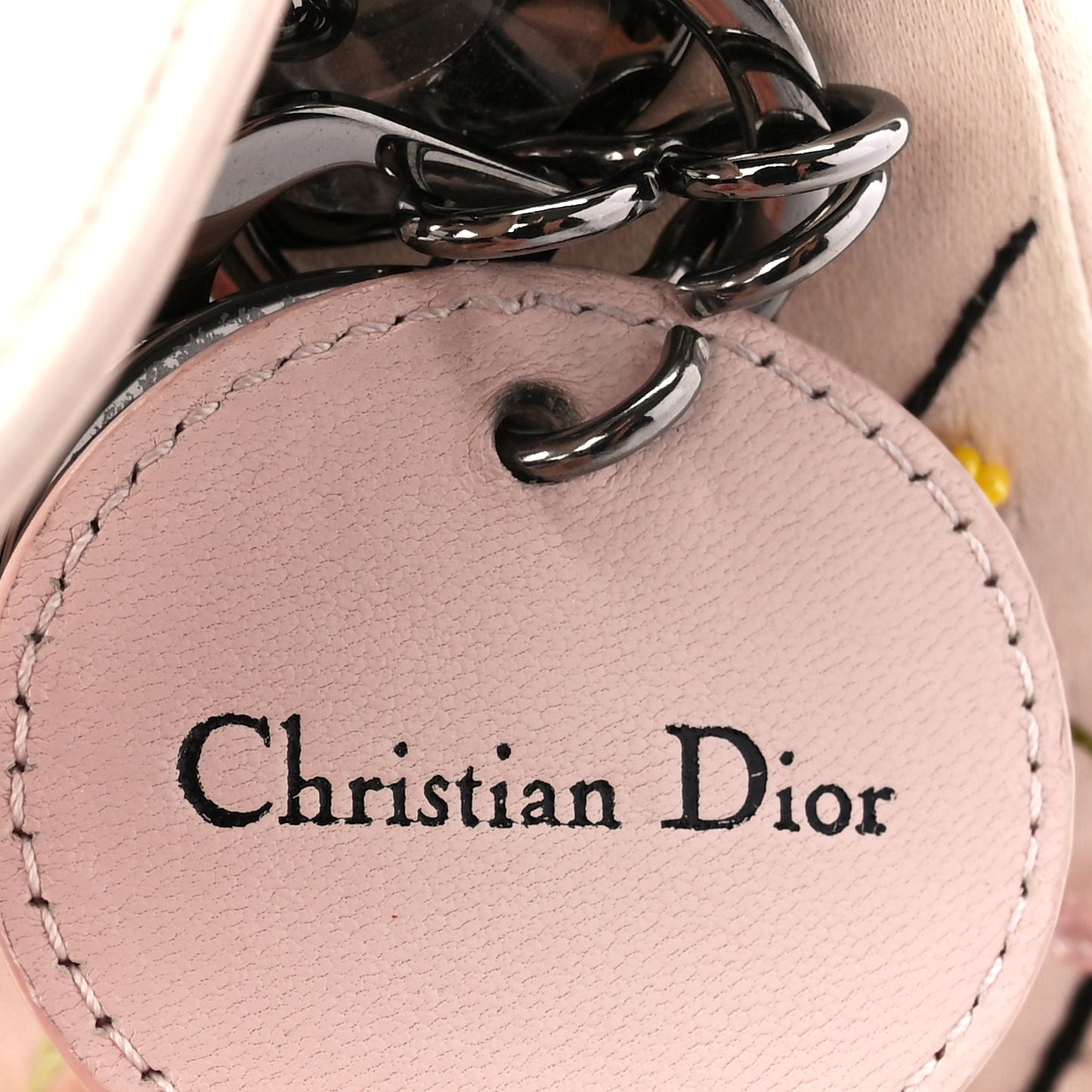 Satin Beaded Floral Embroidered Mini Lady Dior Pink