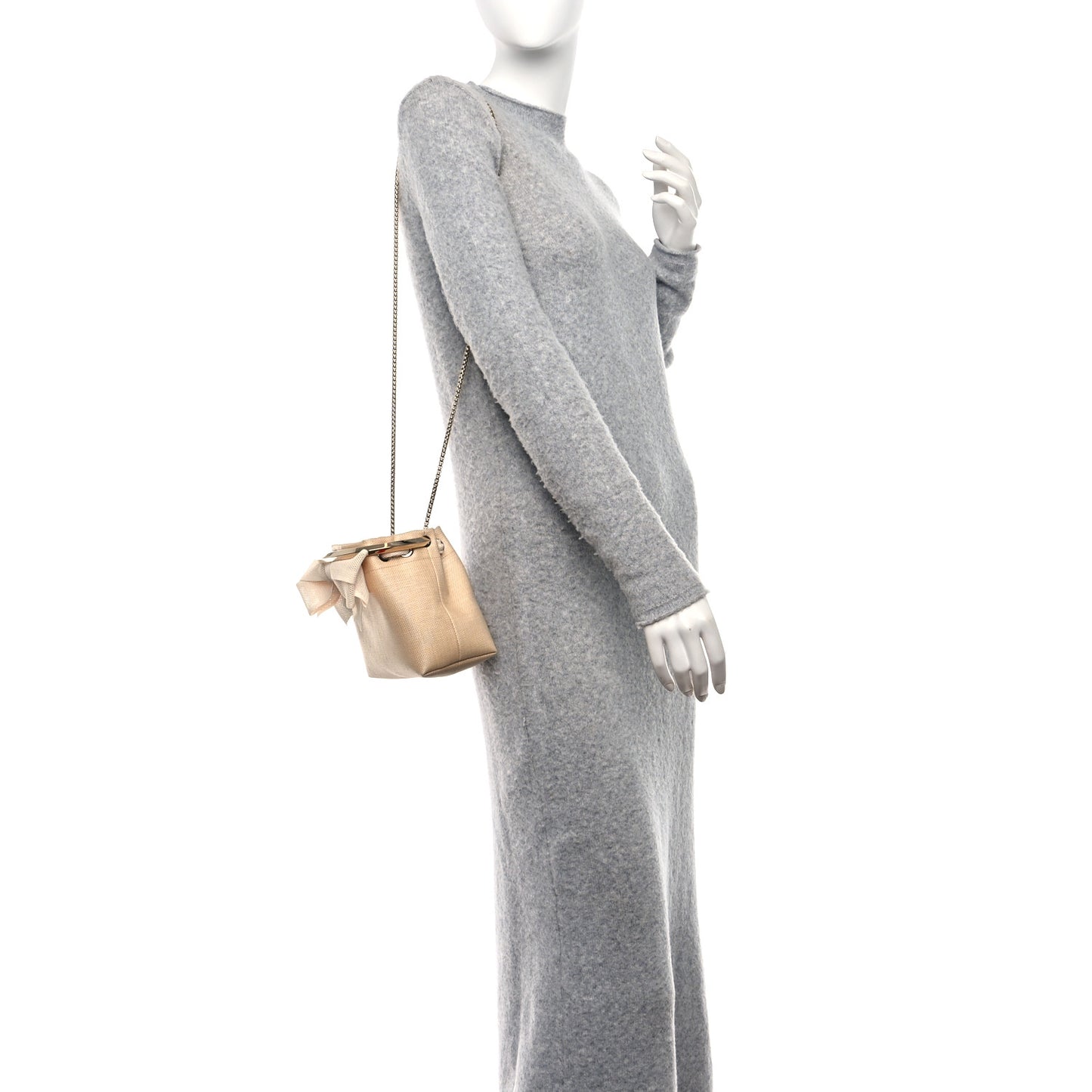 Raffia Mesh Bon Bon Bow Bucket Bag Natural