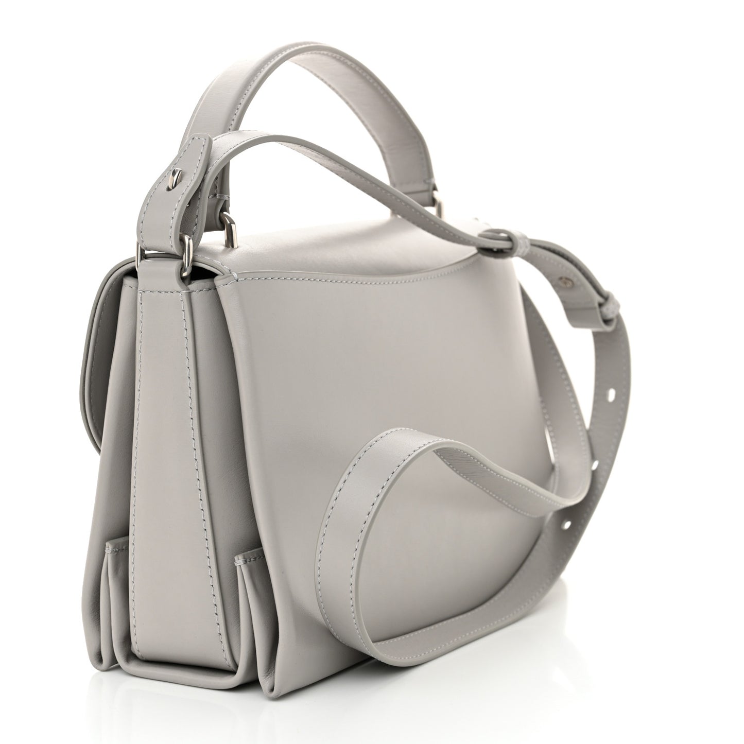 High Gloss Calfskin Lana Top Handle Pale Grey