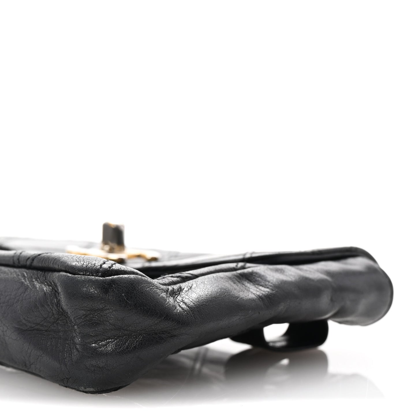 Calfskin Quilted Flap Waist Belt Bag 70 28 Black