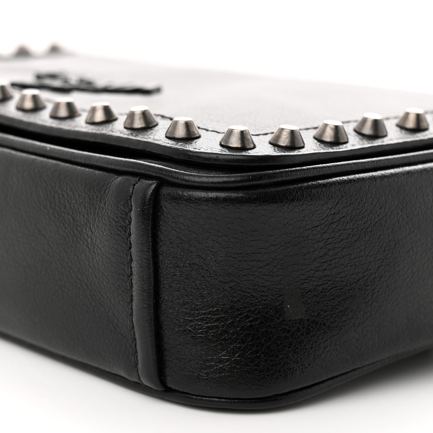Glace Calfskin Studded Crossbody Black