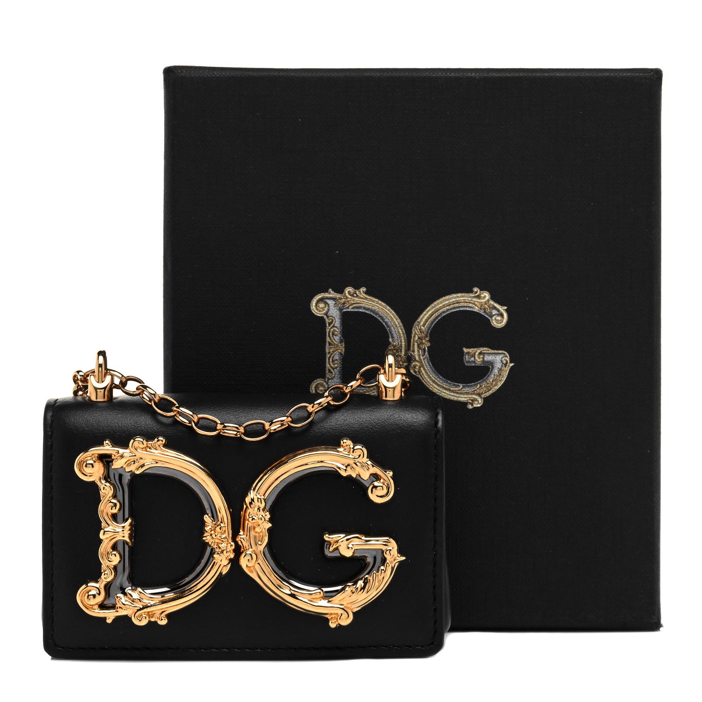 Calfskin Micro DG Girls Shoulder Bag Black