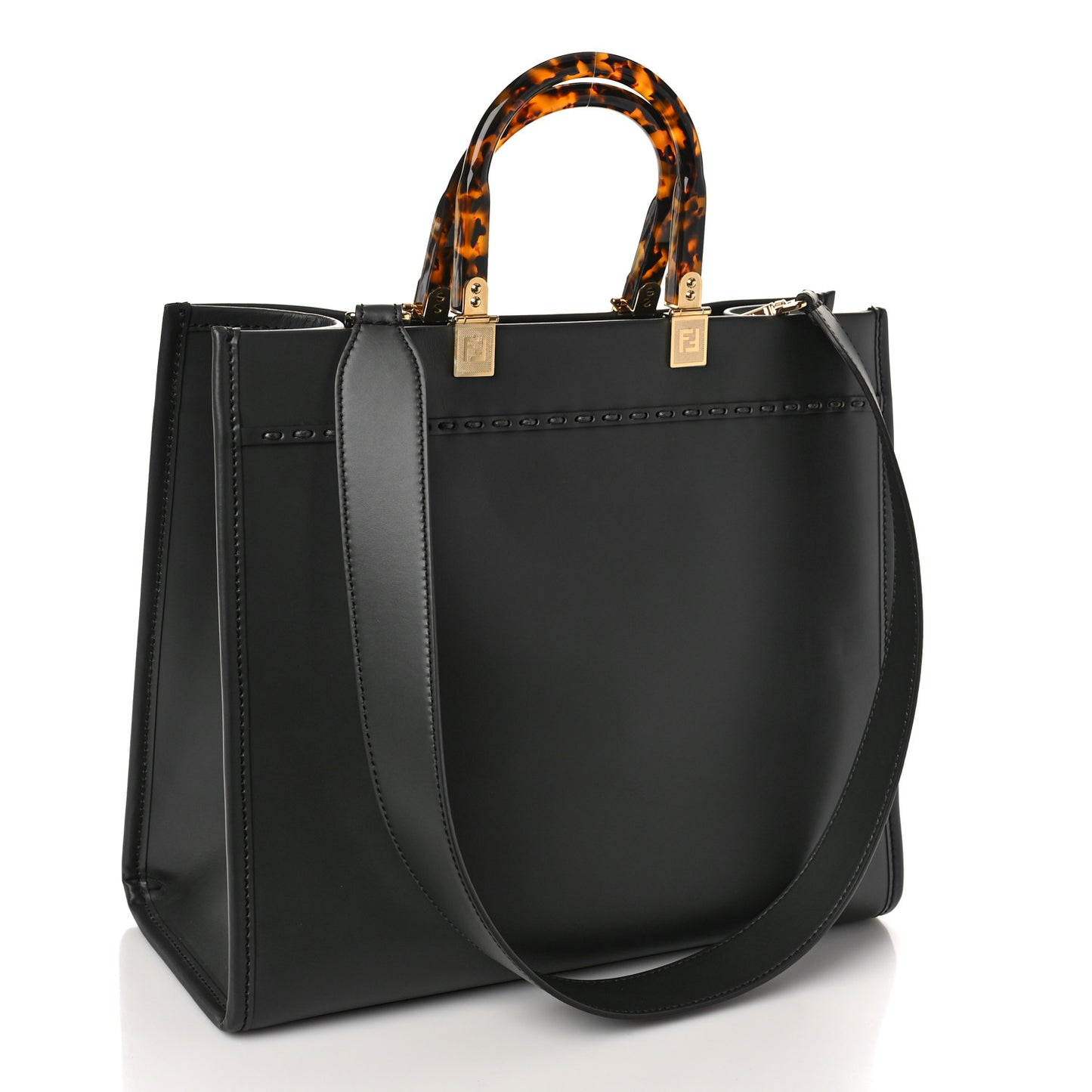 Vitello King Plexiglass Elaphe Python Print Logo Medium Fendi Sunshine Shopper Tote Dark Asphalt