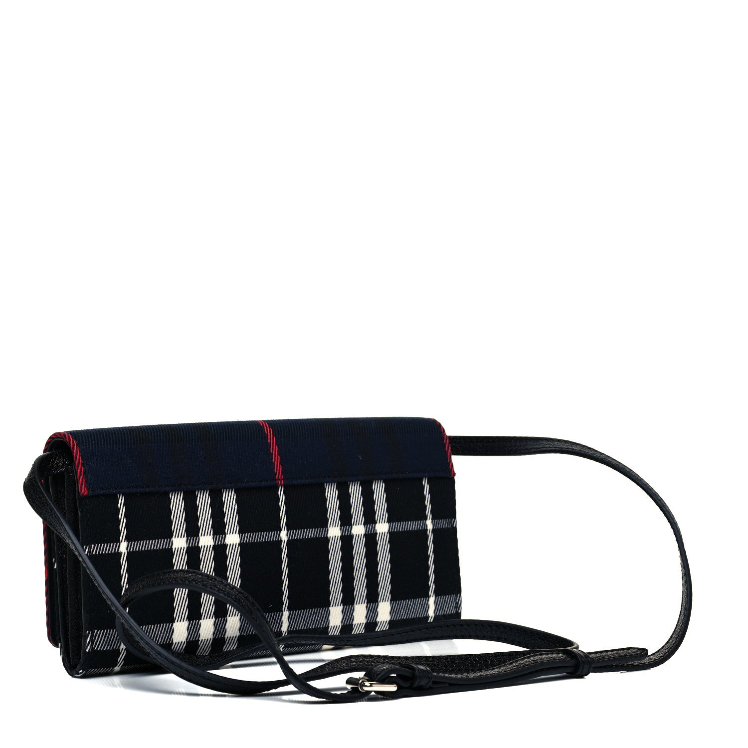Burberry Canvas Tartan Check Mix Henley Wallet on Chain Blue Multicolor 2 of 8