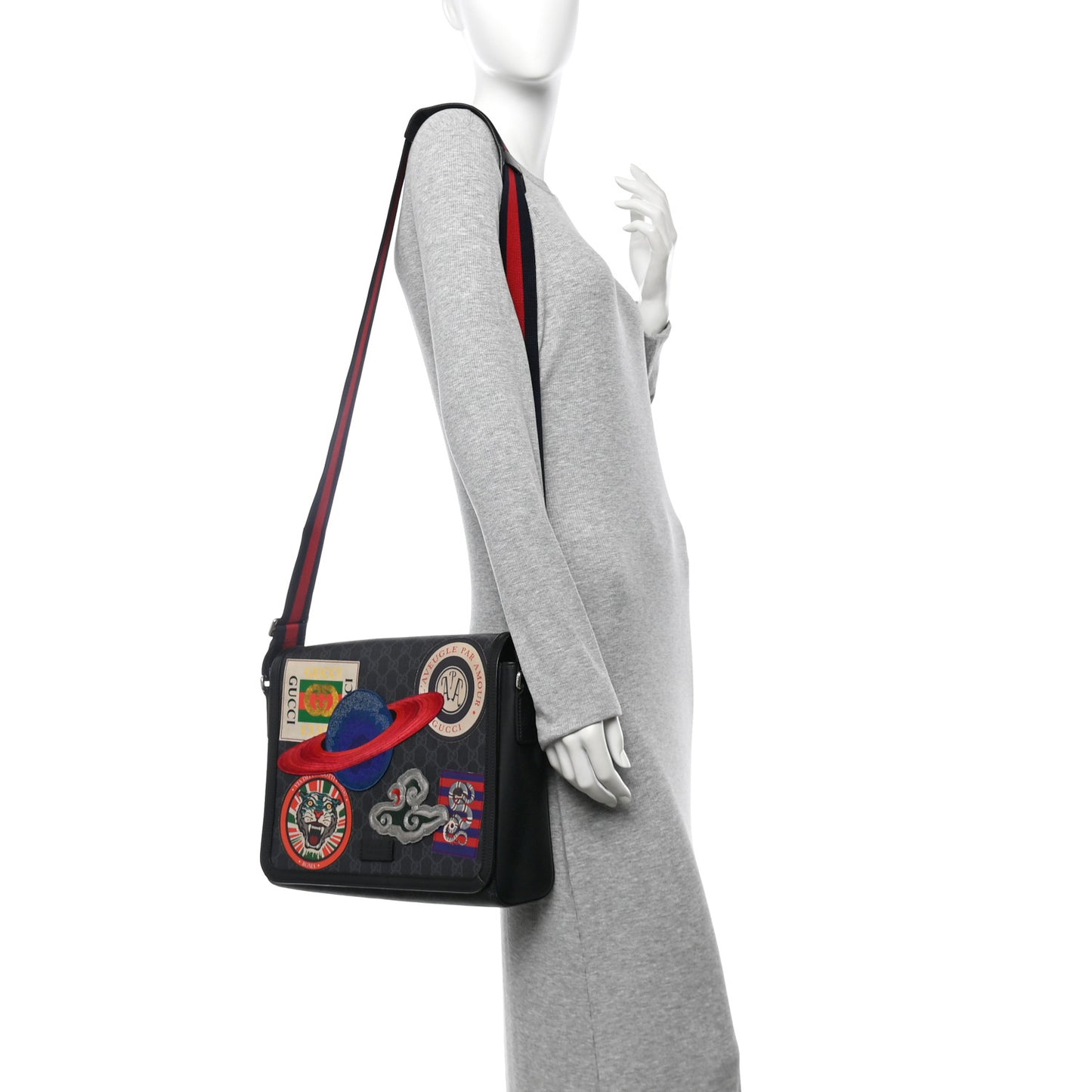 GG Supreme Monogram Night Courrier Flap Messenger Black Multicolor