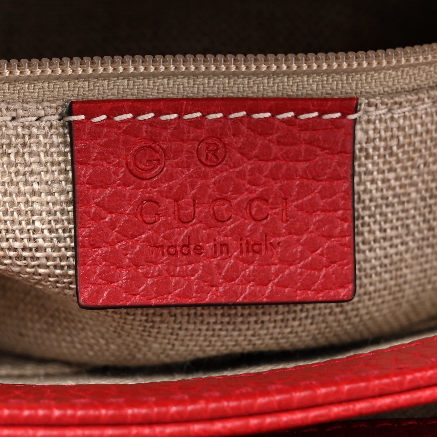 Dollar Calfskin Interlocking G Top Handle Shoulder Bag Red