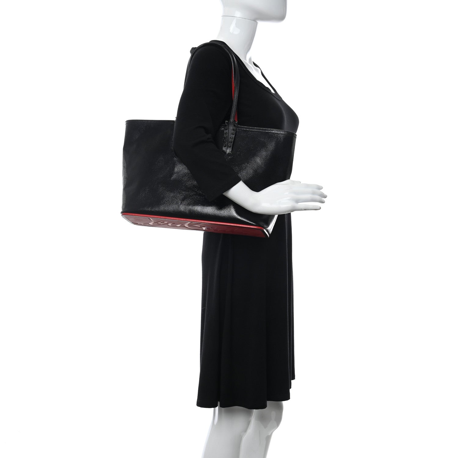 Christian Louboutin Patent Calfskin Spikes East West Cabata Tote Black 3 of 13