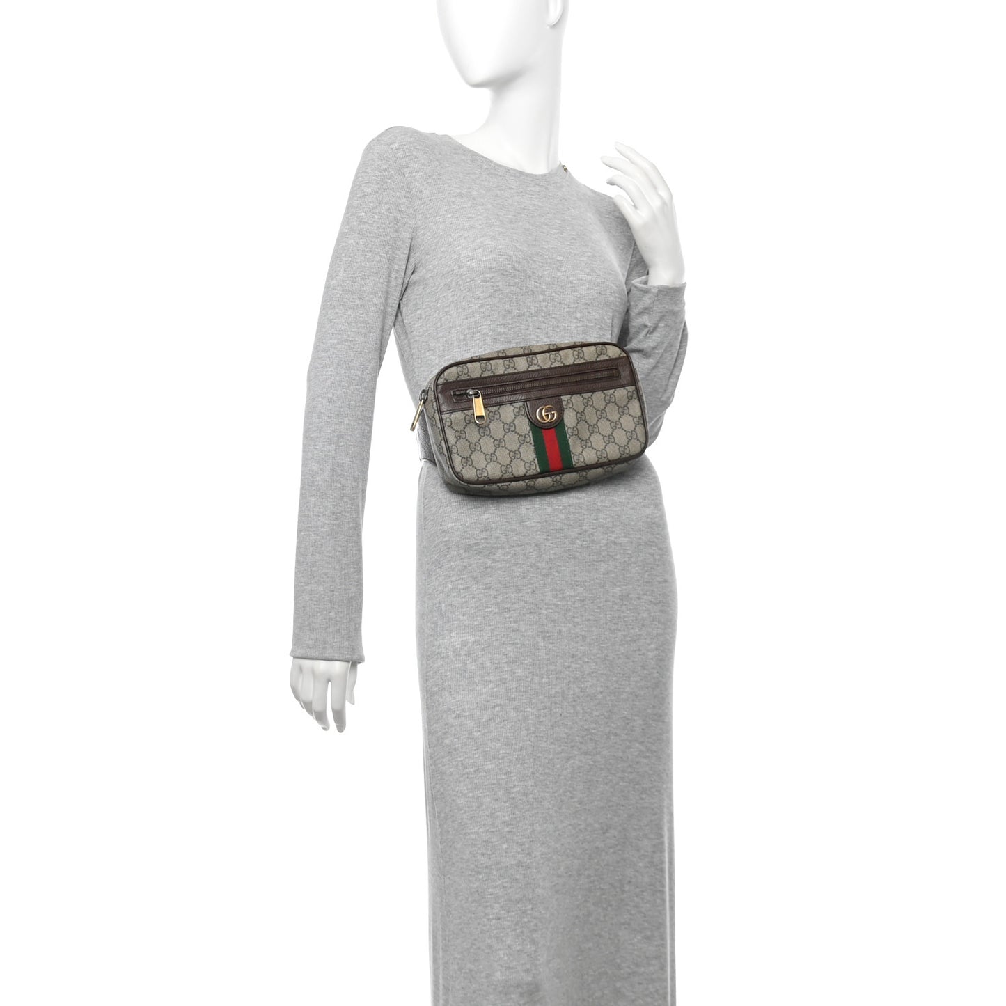 Soft GG Supreme Monogram Medium Ophidia Belt Bag Dark Brown