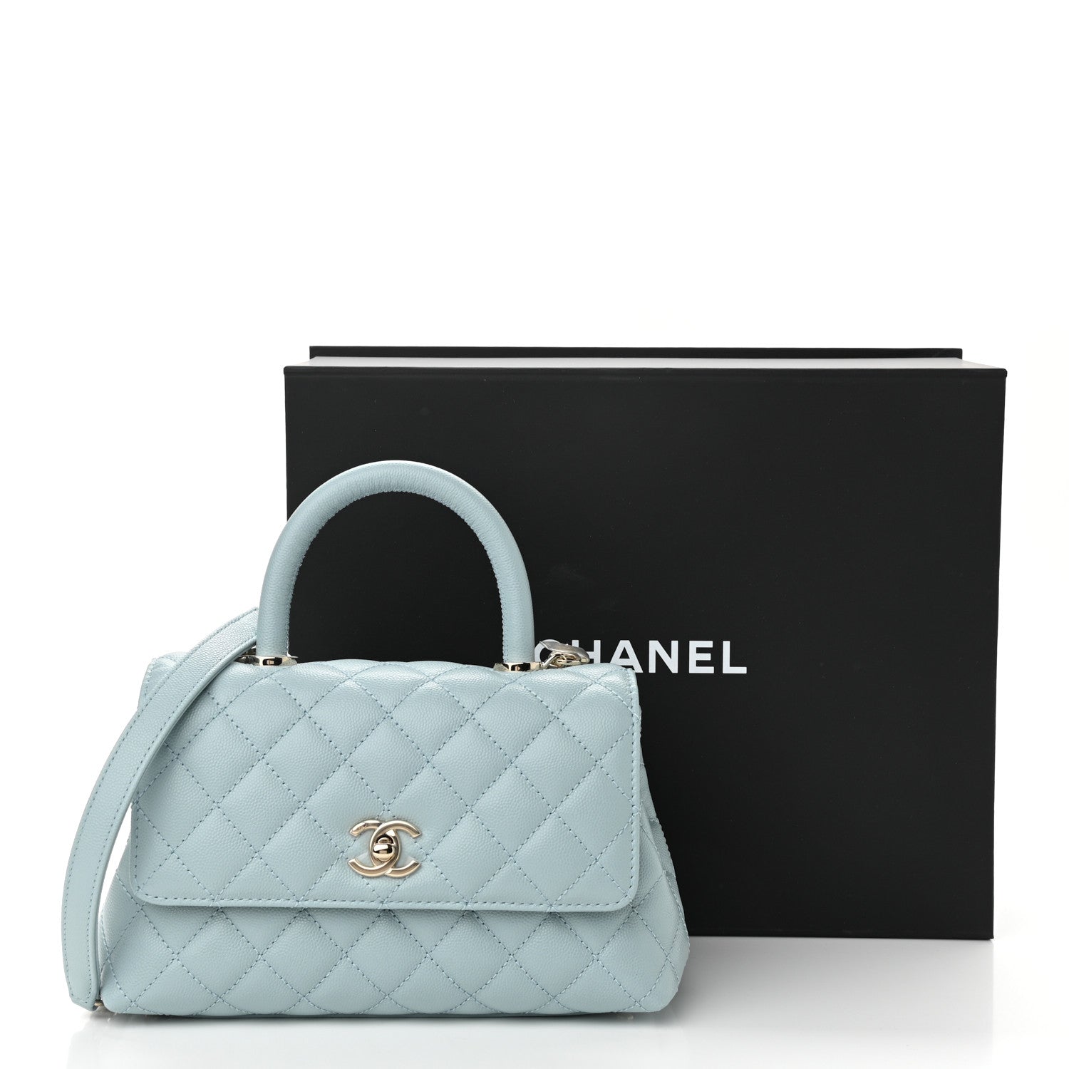 Chanel Caviar Quilted Mini Coco Handle Flap Light Blue 11 of 11