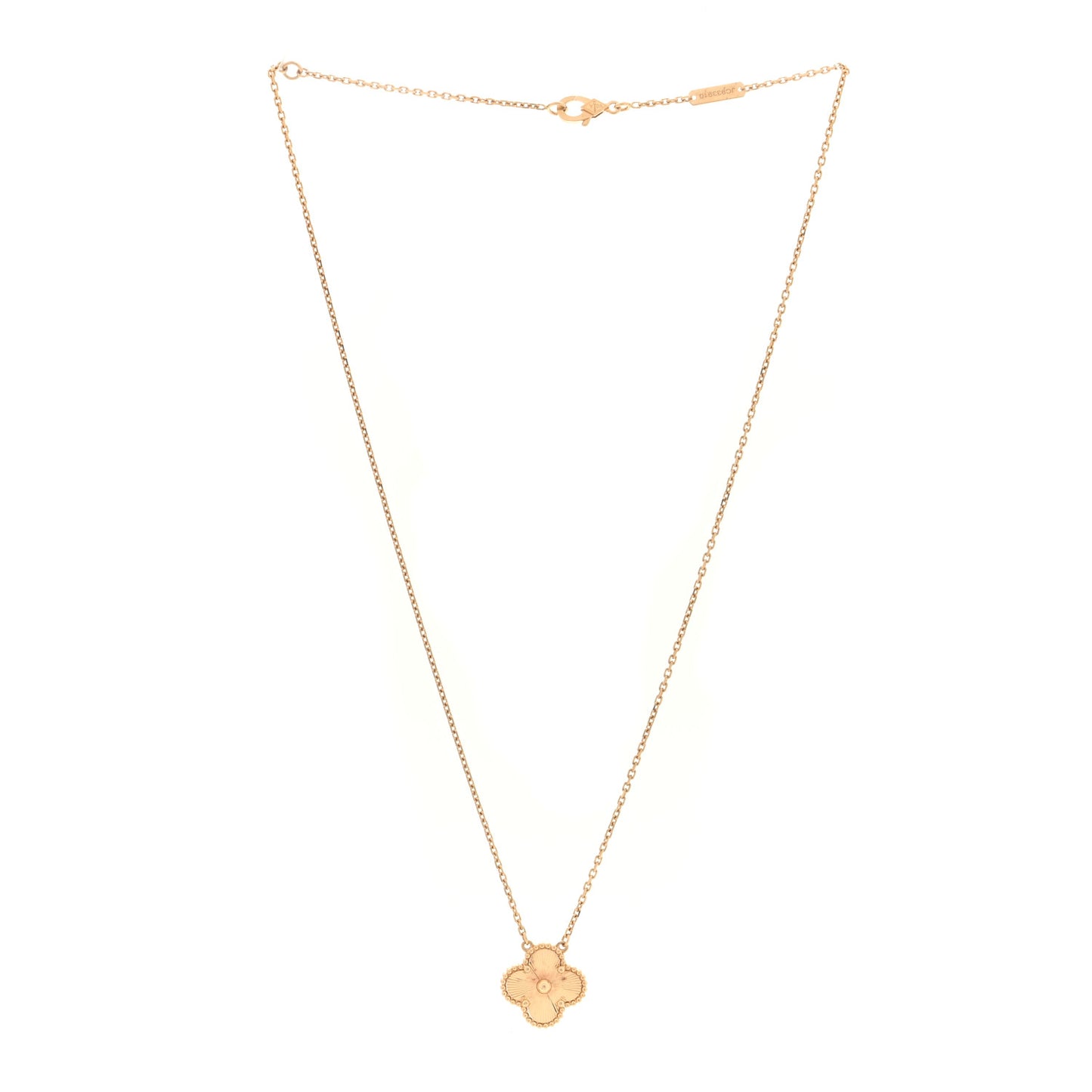 18K Yellow Gold Guilloche Vintage Alhambra Pendant Necklace