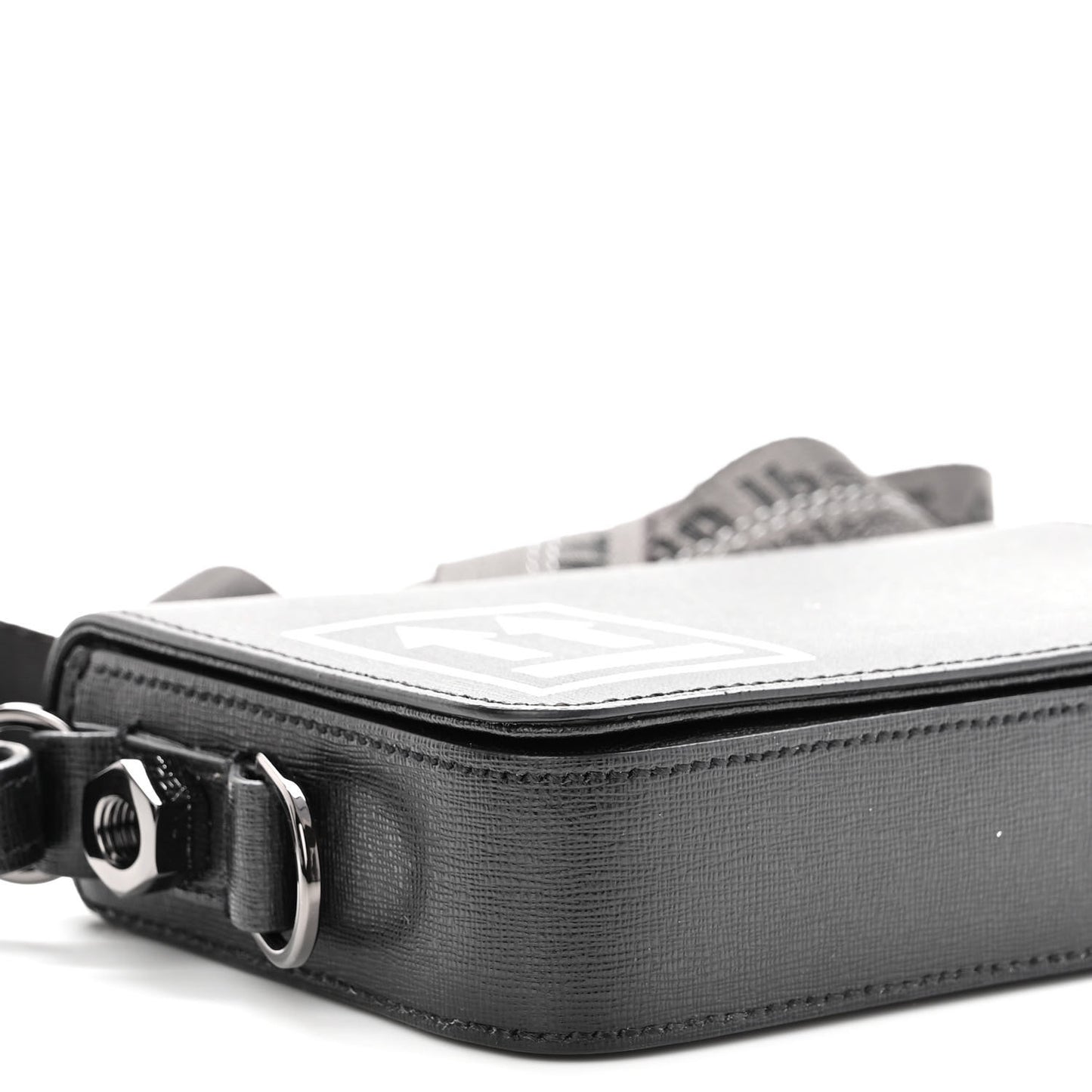 Saffiano Binder Crossbody Bag Black White