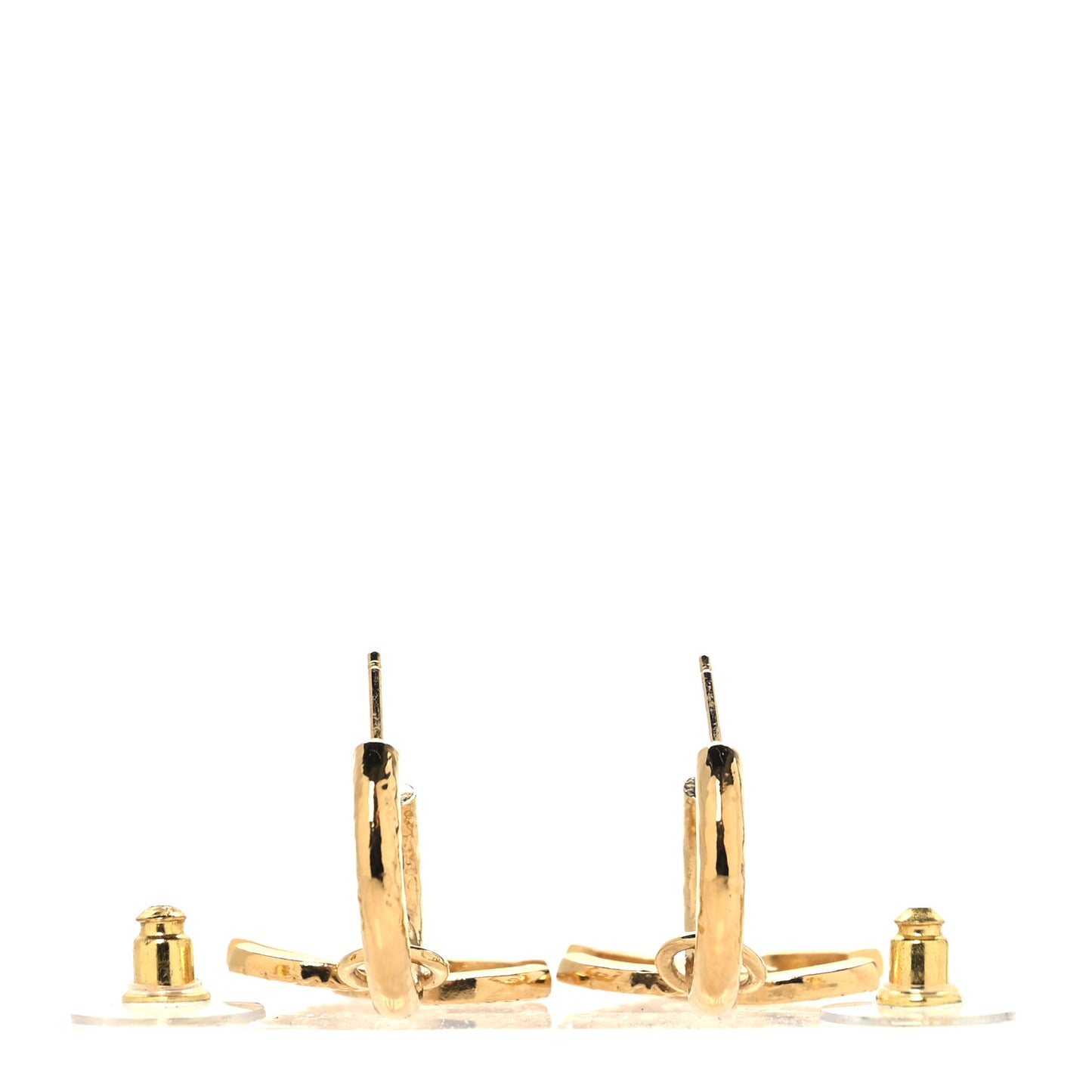Quilted CC Logo Hoop Earrings Gold