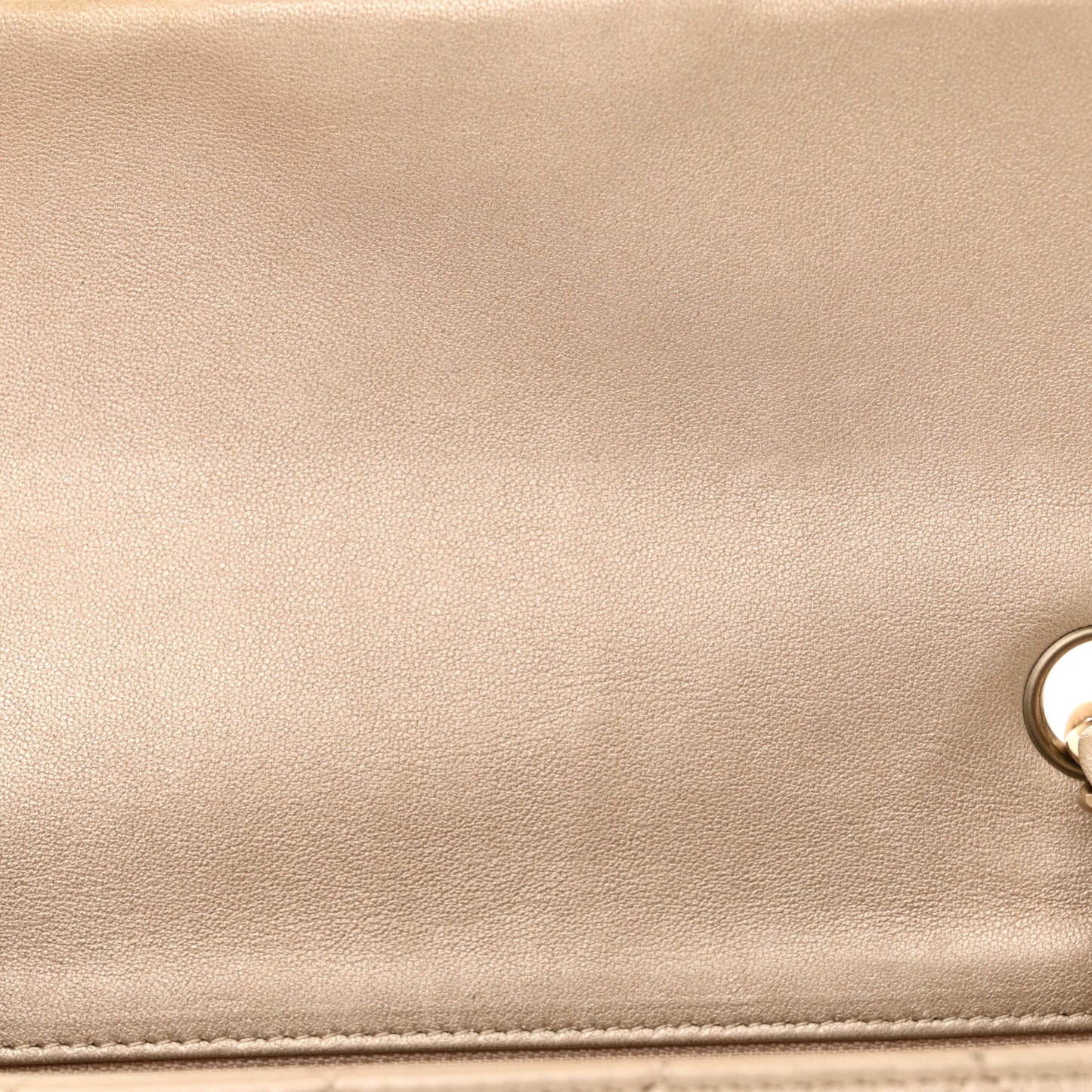 Iridescent Calfskin Quilted Mini Rectangular Flap Beige