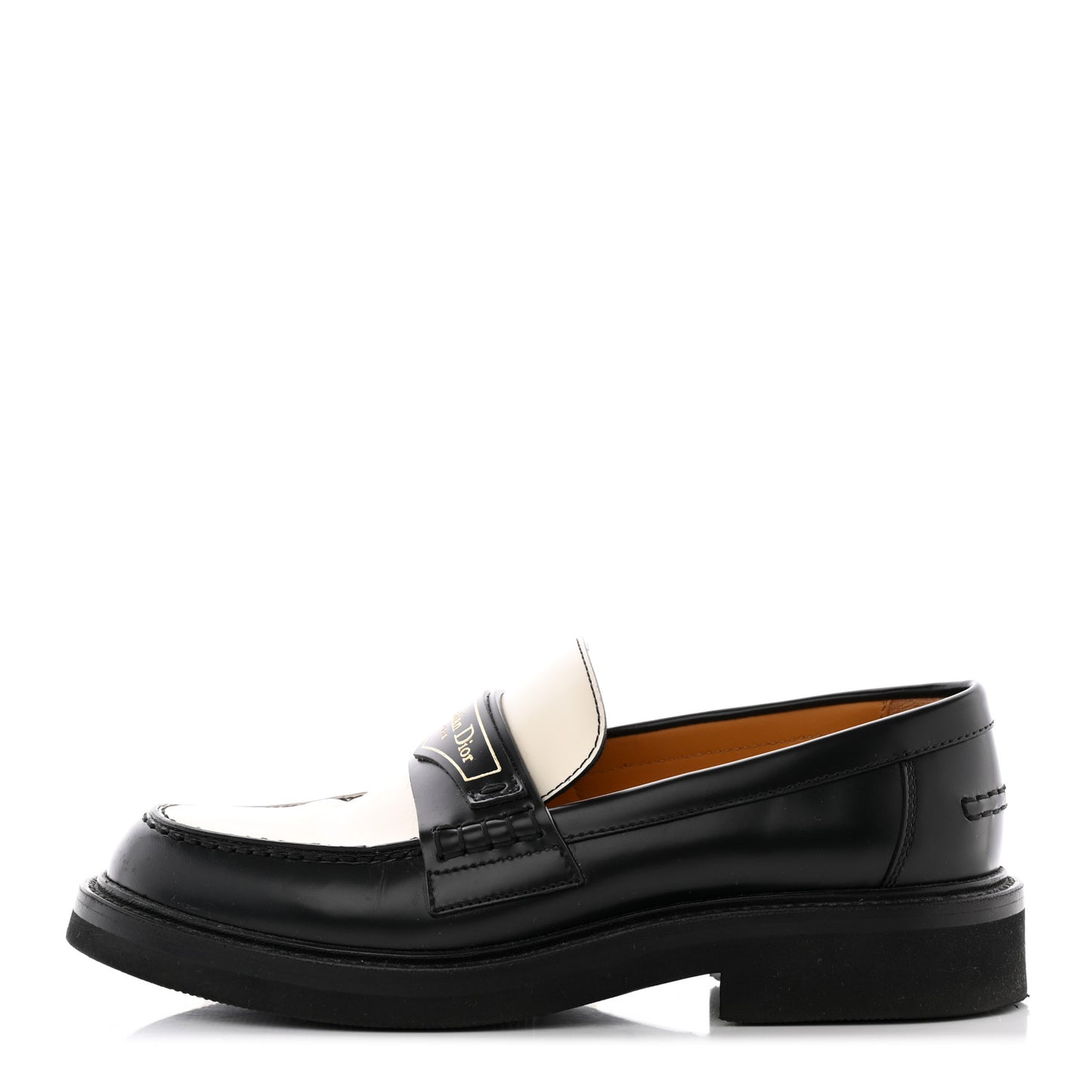 Brushed Calfskin Boy Loafers 35.5 Black White