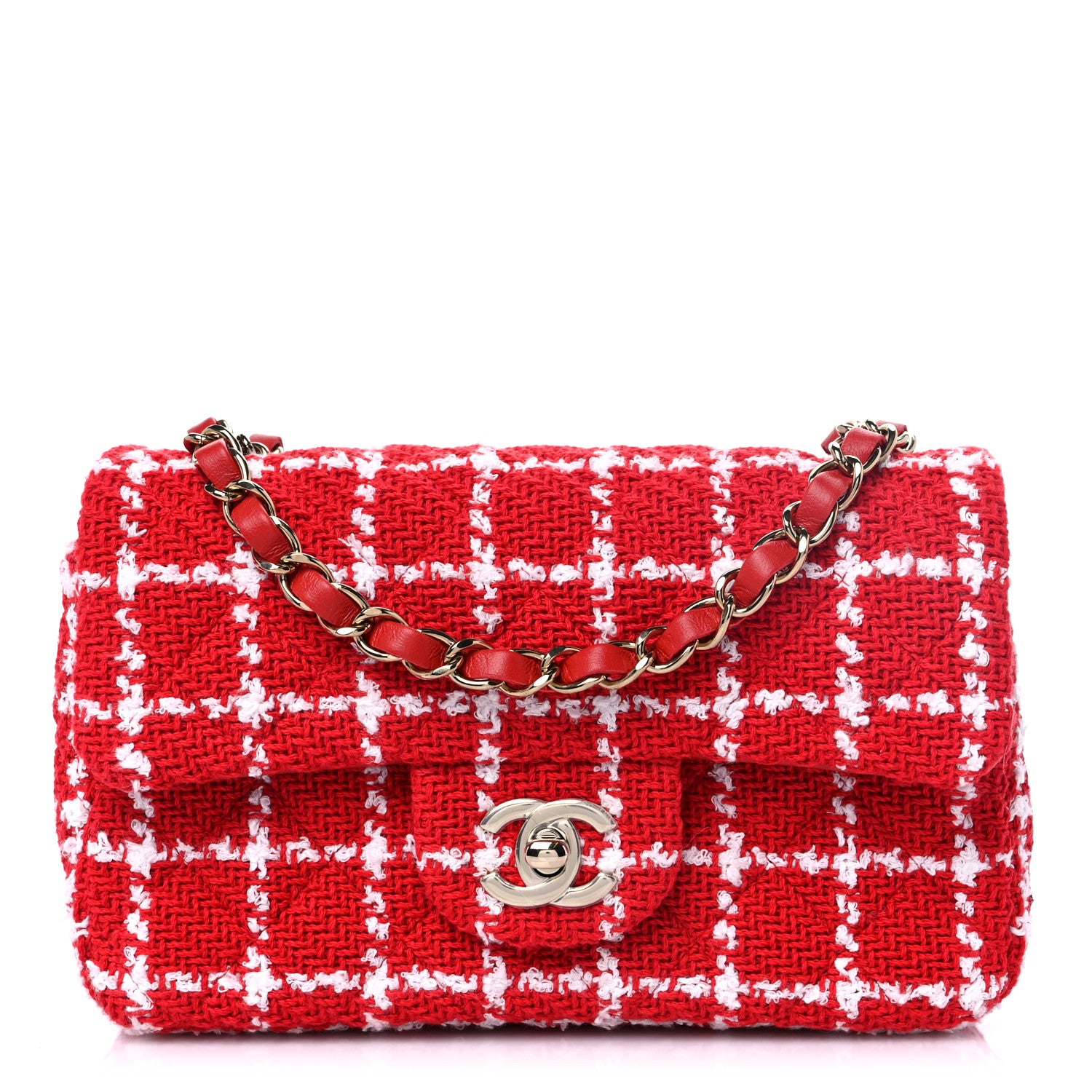 Chanel Tweed Mini Rectangular Flap Red White 1134913 – FASHIONPHILE