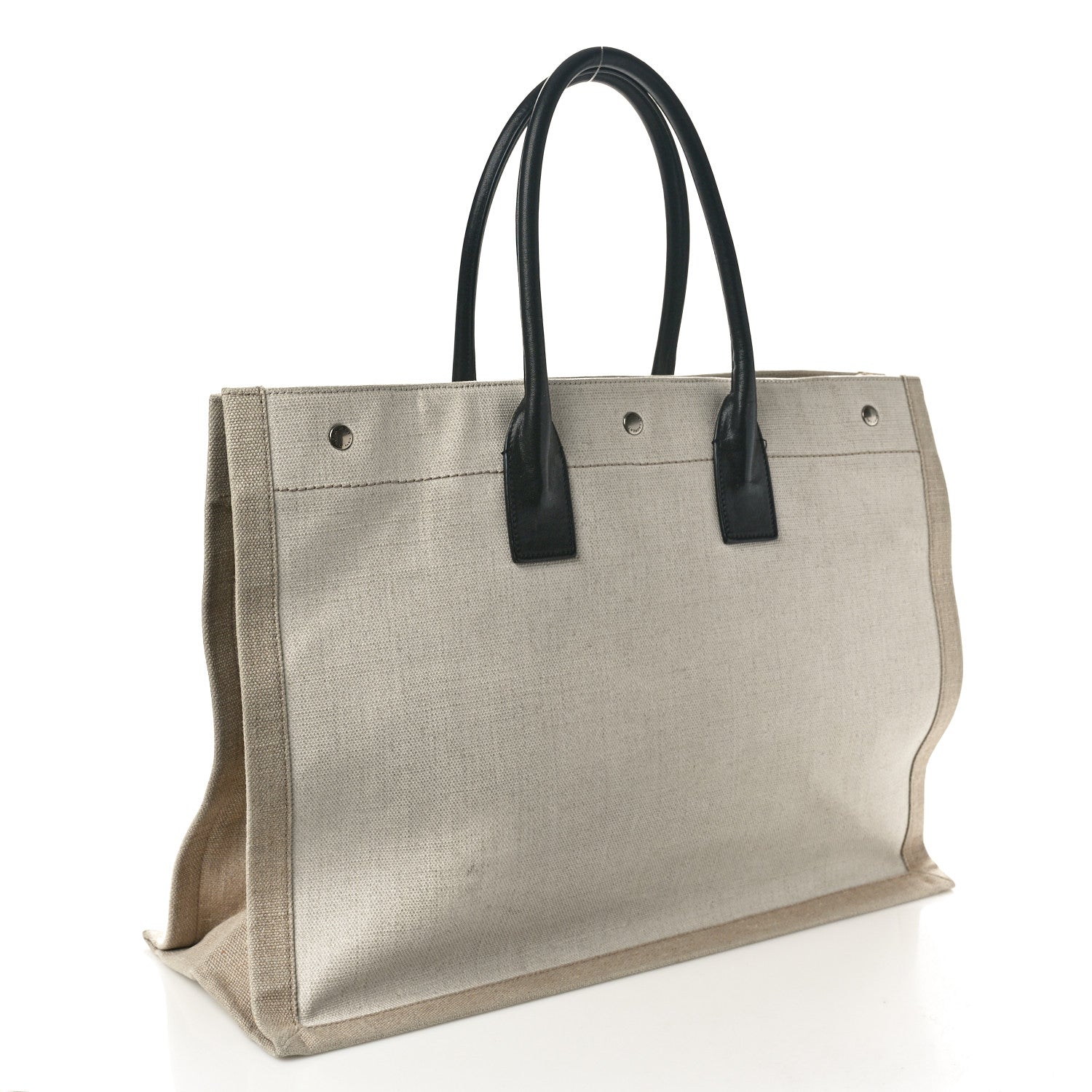 Saint Laurent Linen Calfskin Rive Gauche Tote Optic White 3 of 13