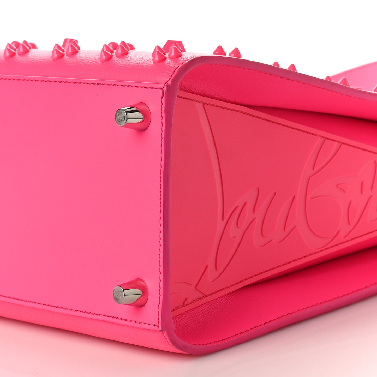 Calfskin Spikes Loubinthesky Medium Paloma Fuchsia