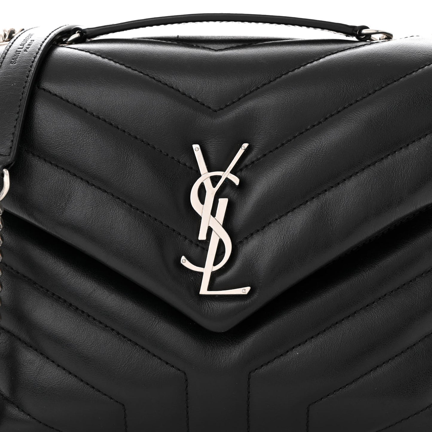 Calfskin Y Quilted Monogram Small Loulou Chain Satchel Black