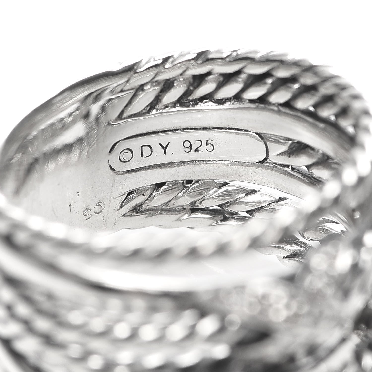 David Yurman Sterling Silver Diamond Double X Crossover Ring 51 5.75 4 of 4