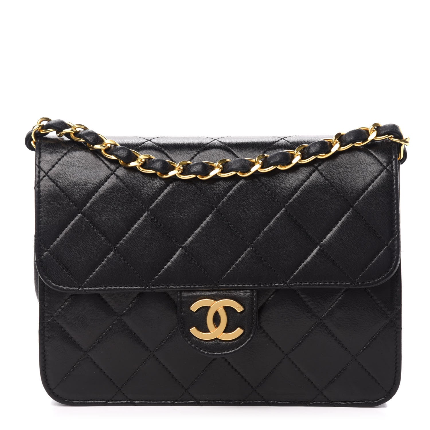 Chanel Lambskin Quilted Mini Square Flap Bag Black 1 of 10
