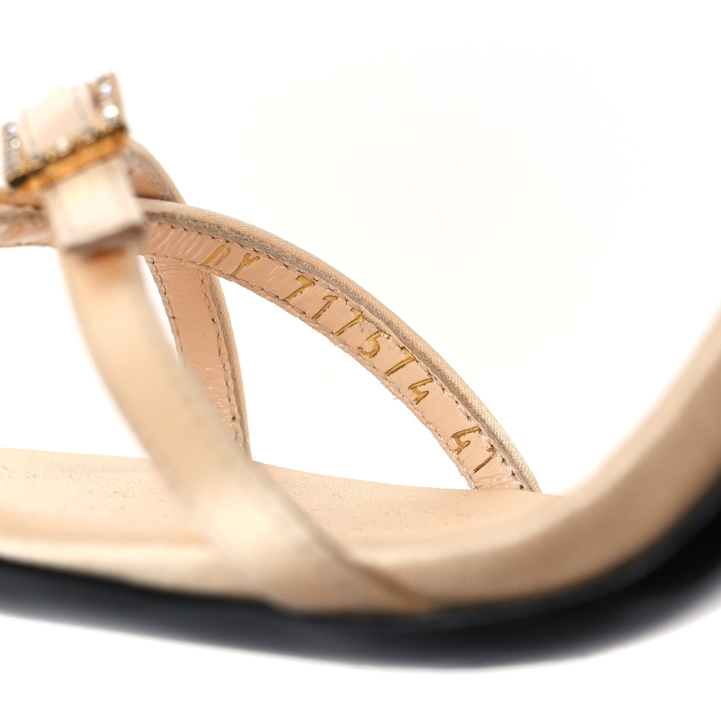 Calfskin Satin Crystal Gippy 110 Sandals 41 Soft Nude