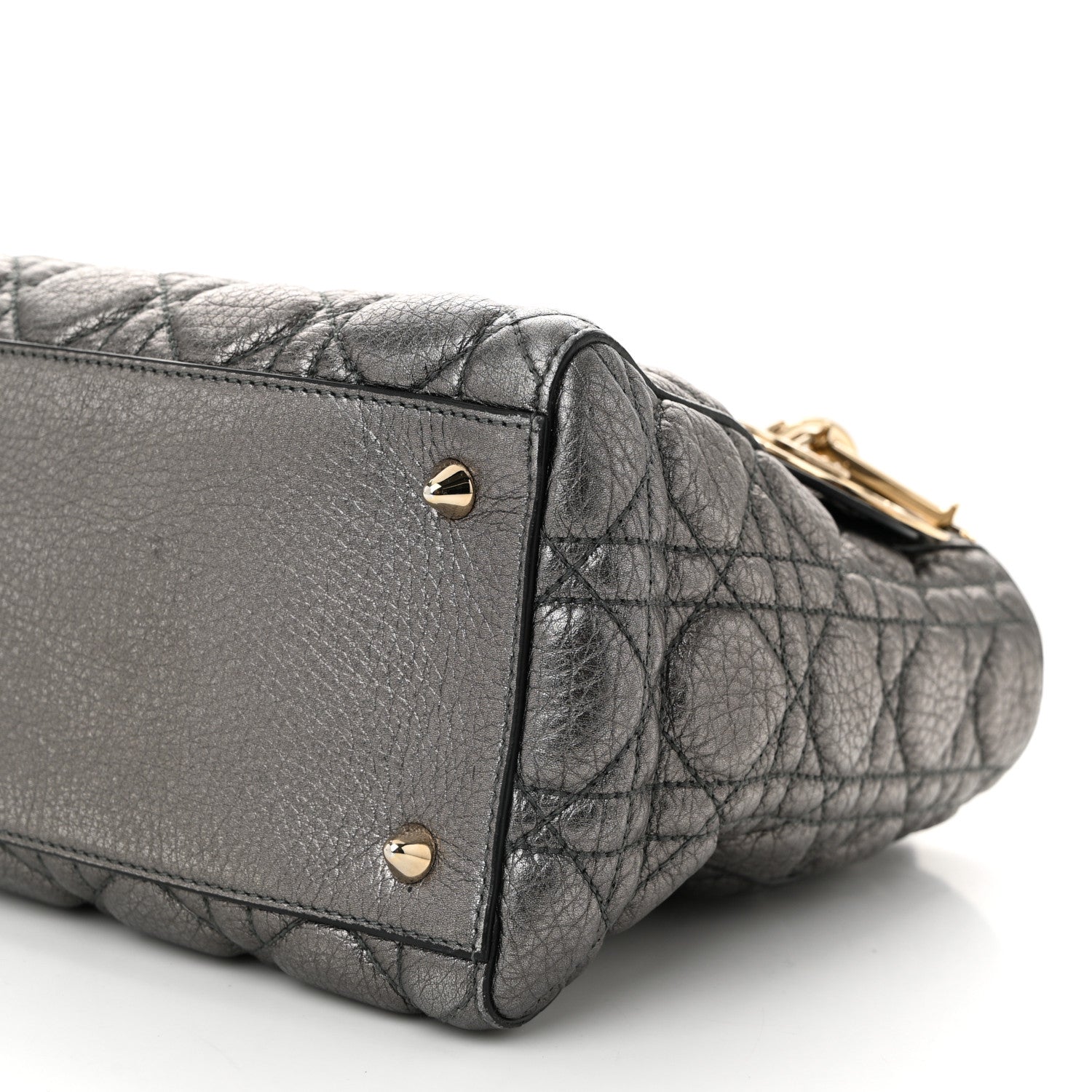 Christian Dior Metallic Grained Calfskin Cannage Medium Supple Lady Dior Steel 10 of 10