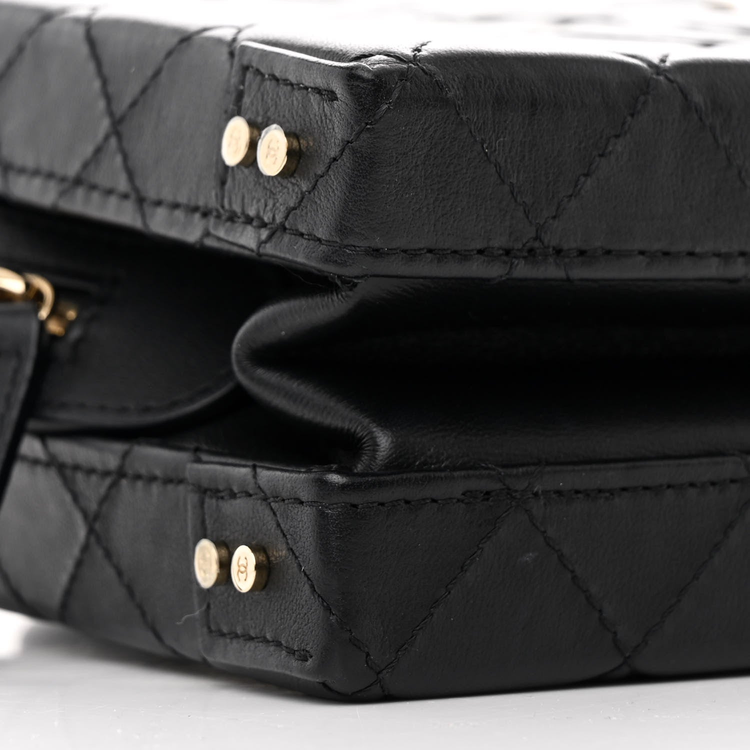 Chanel Calfskin Quilted Studded Square Vanity Case Black 9 of 11
