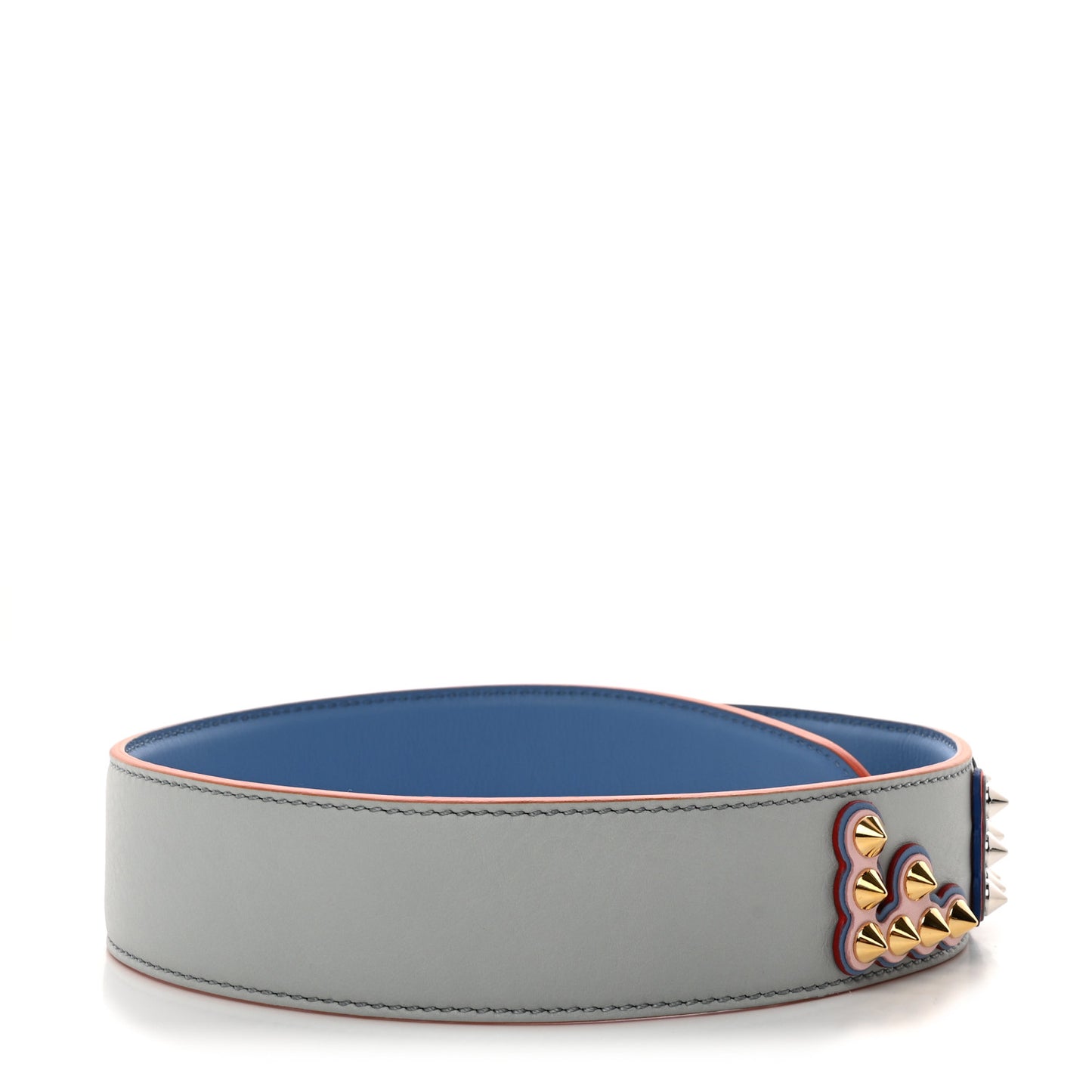 Vitello Dolce Fun Fair Metal Studded Strap You Grigio Perla Blue Multicolor