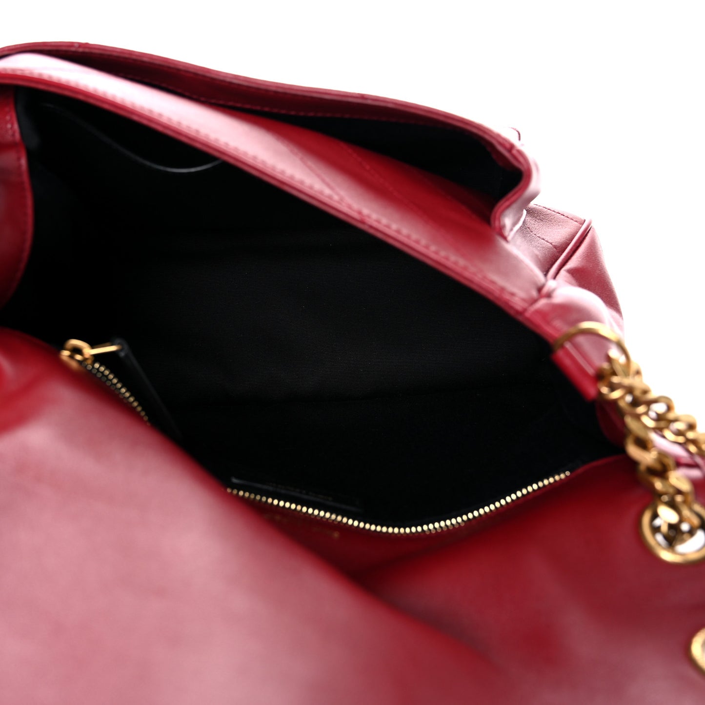 Lambskin Matelasse Monogram Medium Niki Chain Satchel Red