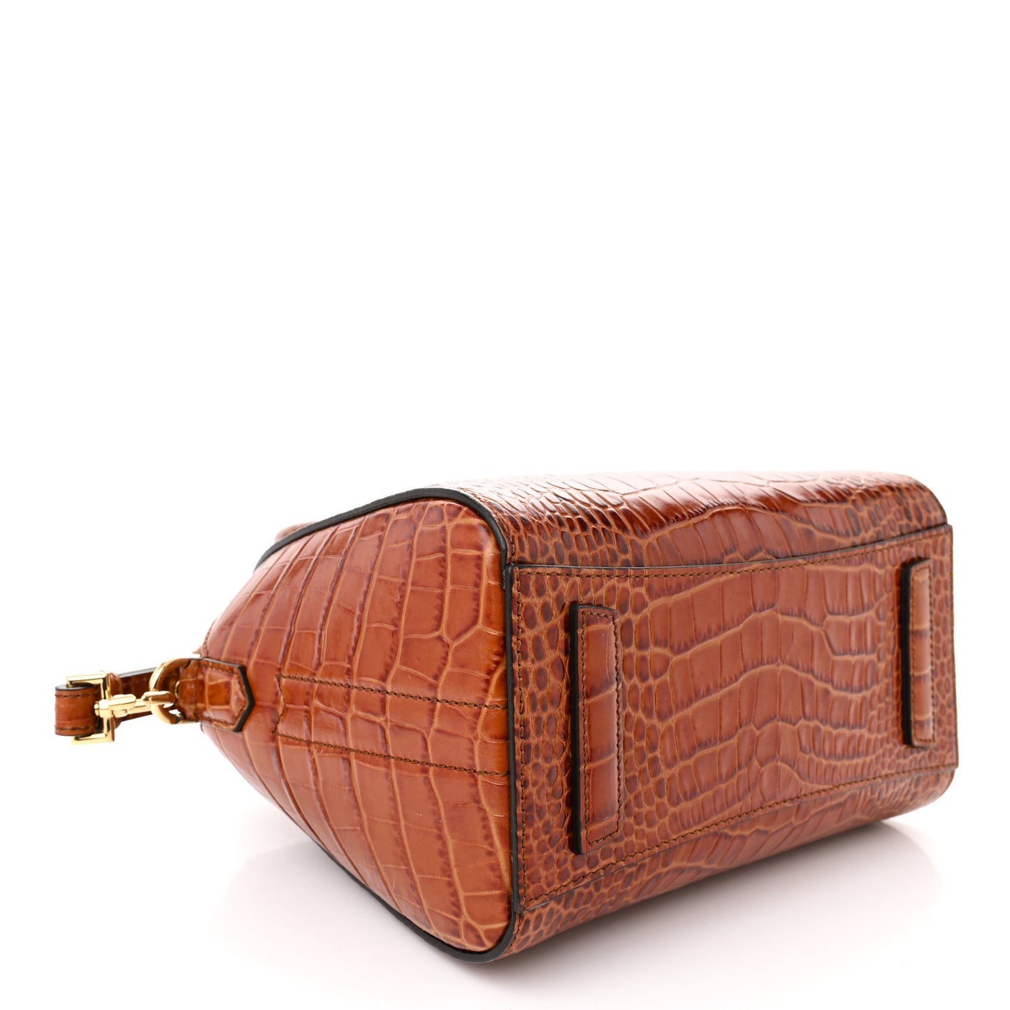Calfskin Crocodile Embossed Mini Antigona Cognac