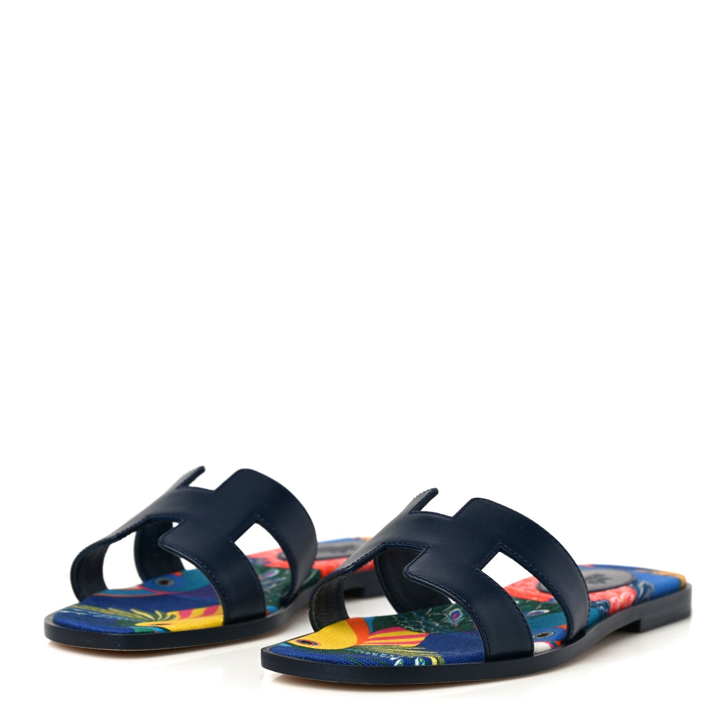 Calfskin Toucans de Paradis Oran Sandals 35.5 Bleu Indigo