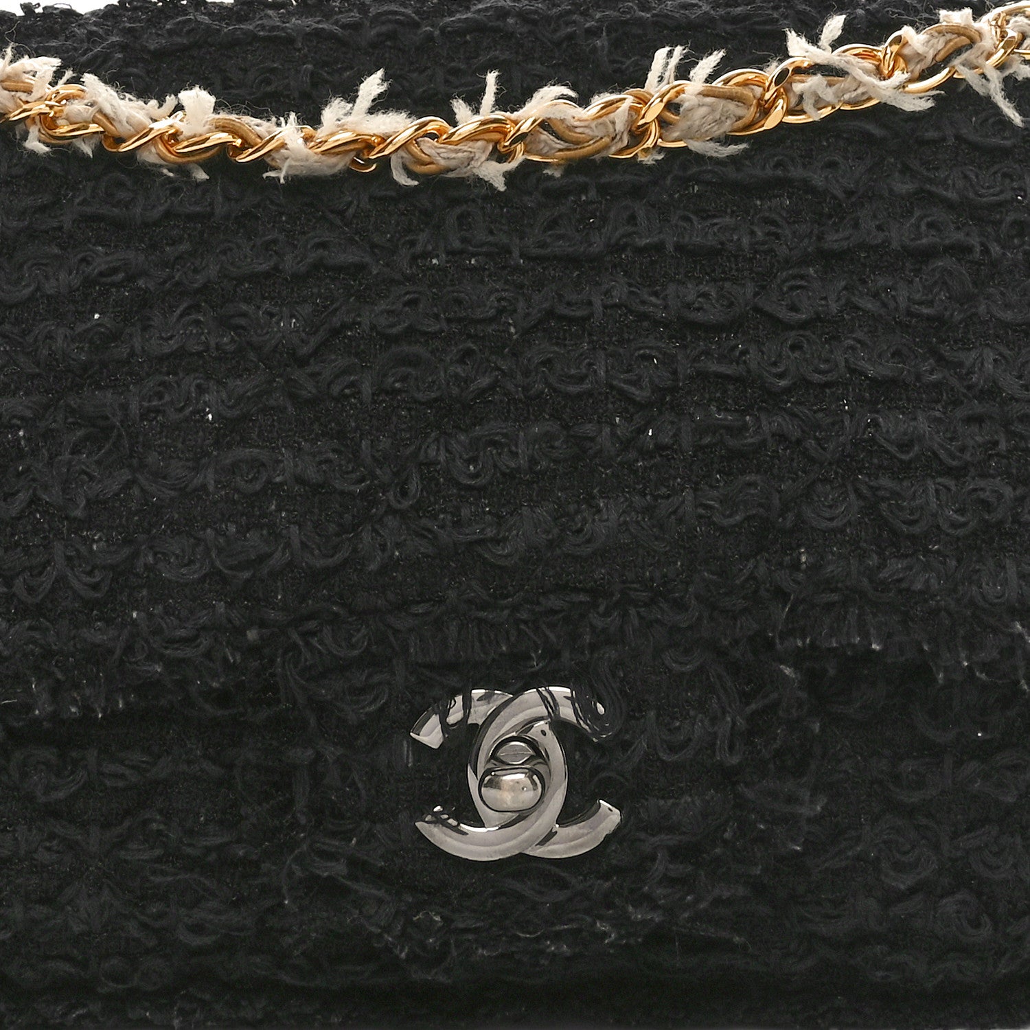 Chanel Tweed Quilted Medium Single Flap Black 8 of 10