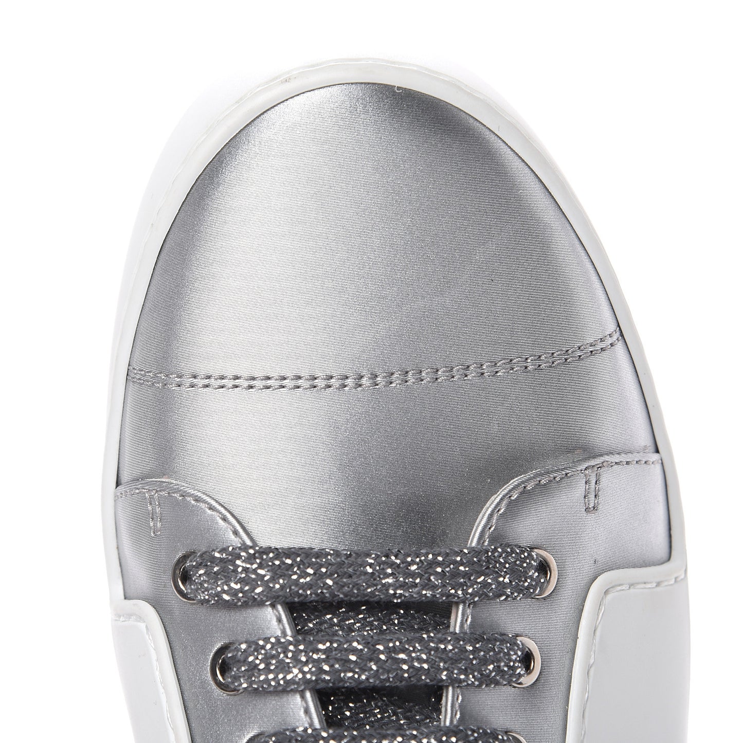 Iridescent Goatskin Womens Sneakers 39 White Silver