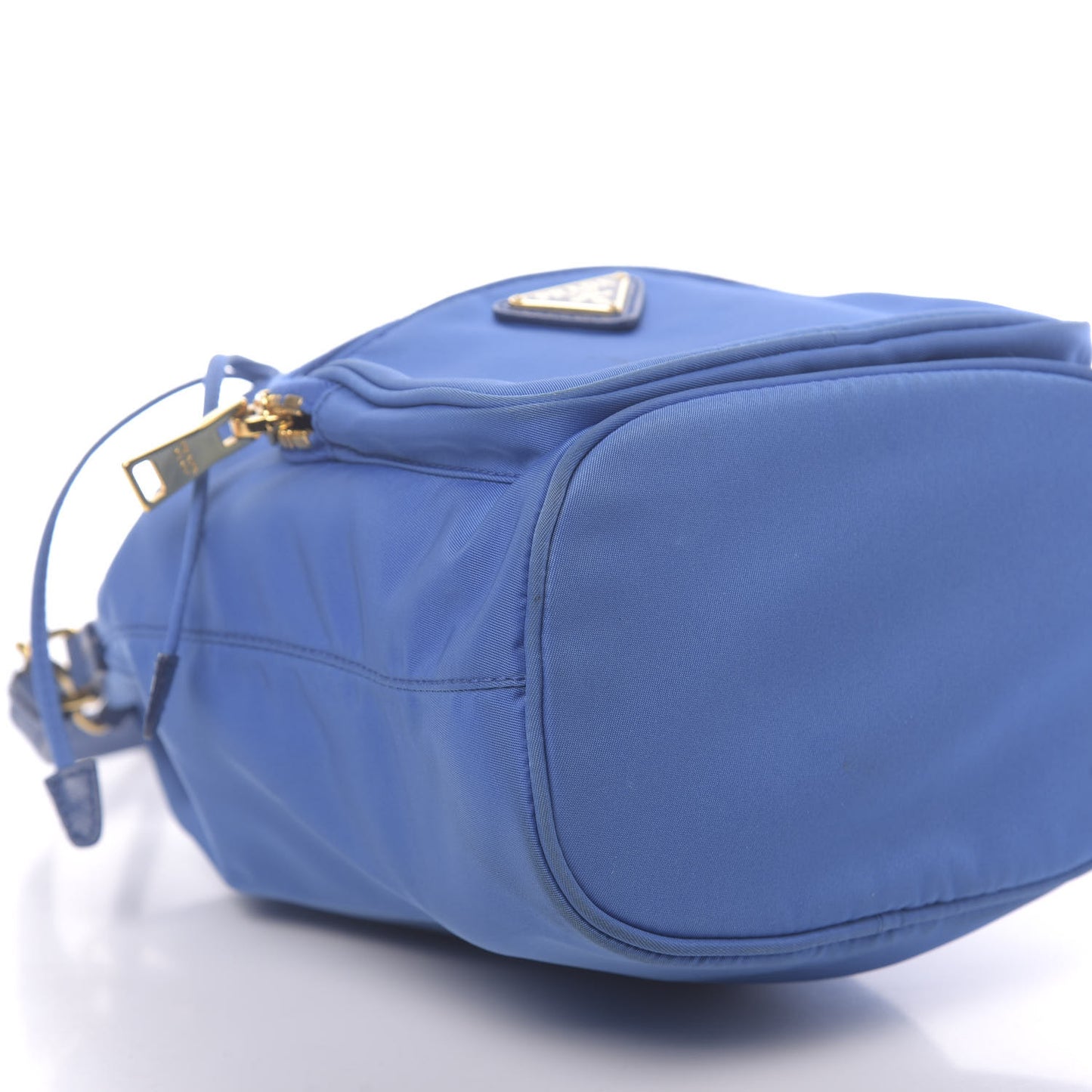 Tessuto Nylon Saffiano Mini Bucket Crossbody Bag Azzurro