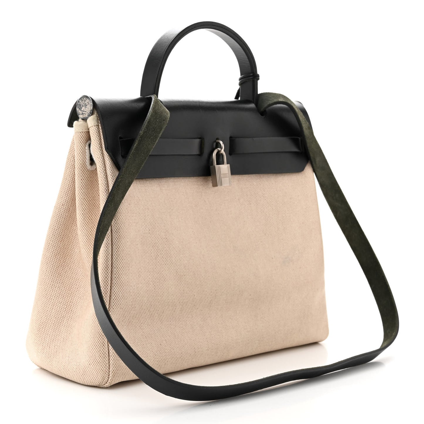 Toile Vache Calfskin Herbag 30 PM Natural Black