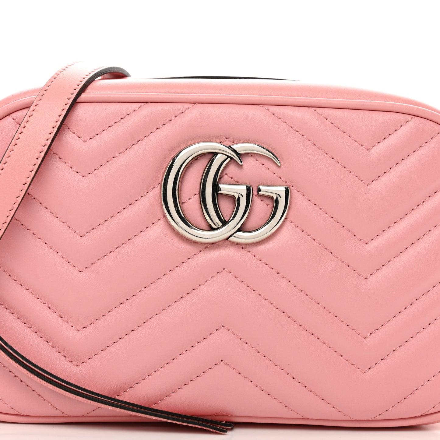 Calfskin Matelasse Small GG Marmont Chain Shoulder Bag Wild Rose