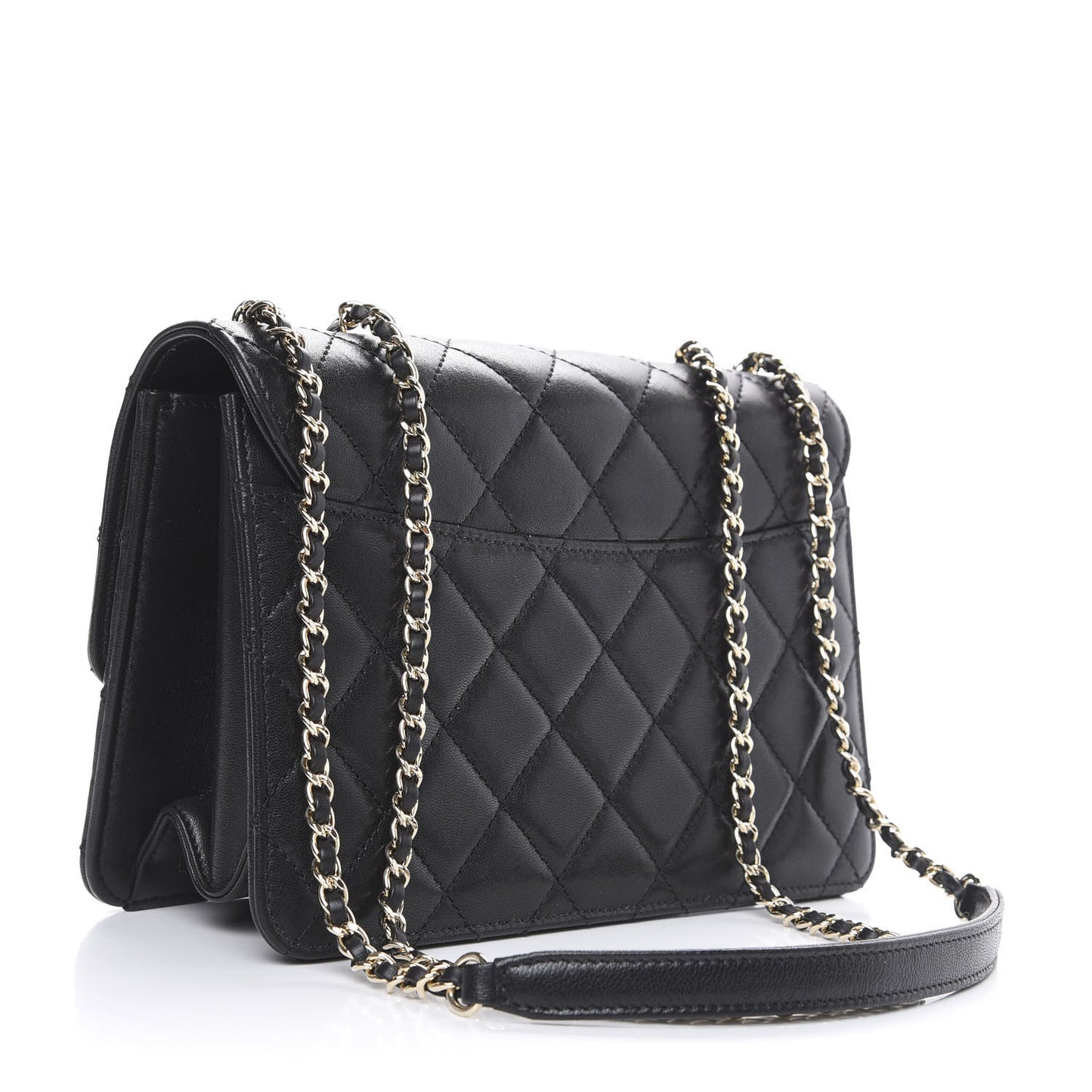 Sheepskin Quilted Beauty Lock Flap Black