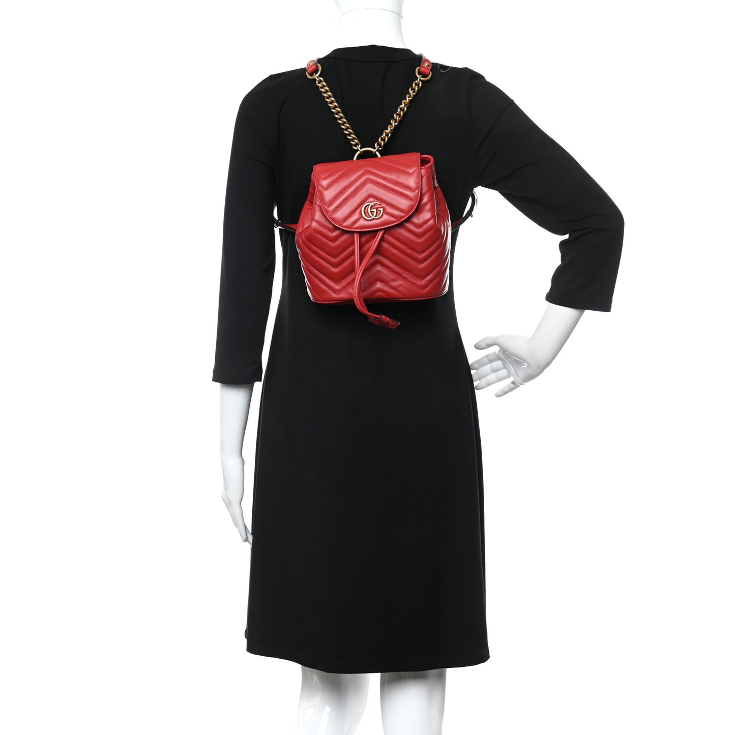 Calfskin Matelasse GG Marmont Flap Backpack Hibiscus Red