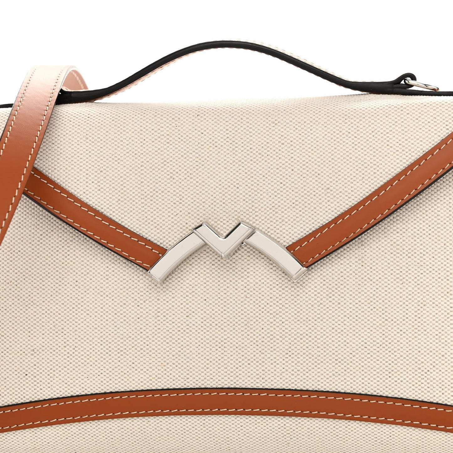 Cotton Canvas Linen Calfskin Gabrielle Clutch