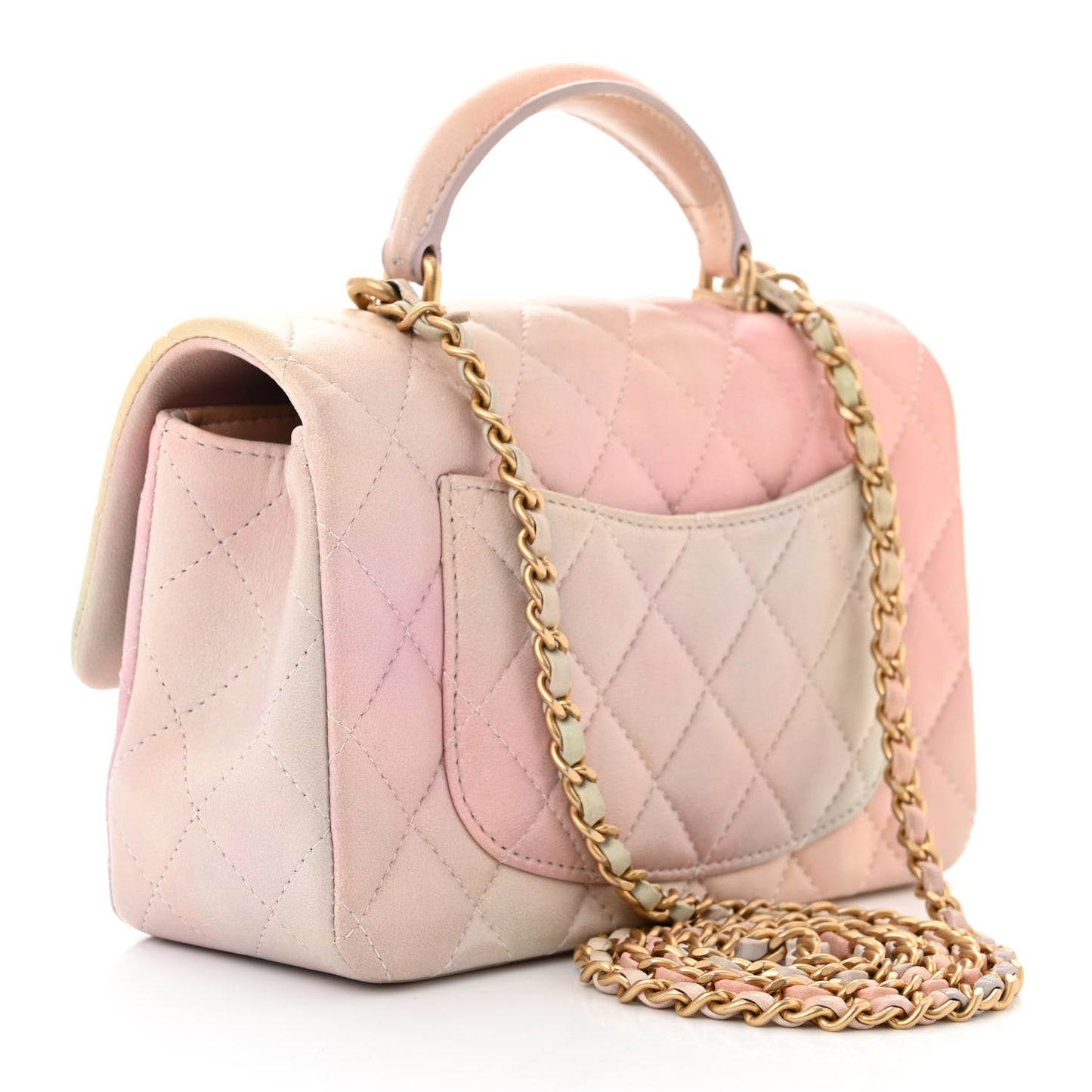 Lambskin Quilted Ombre Mini Top Handle Rectangular Flap Pink Multicolor