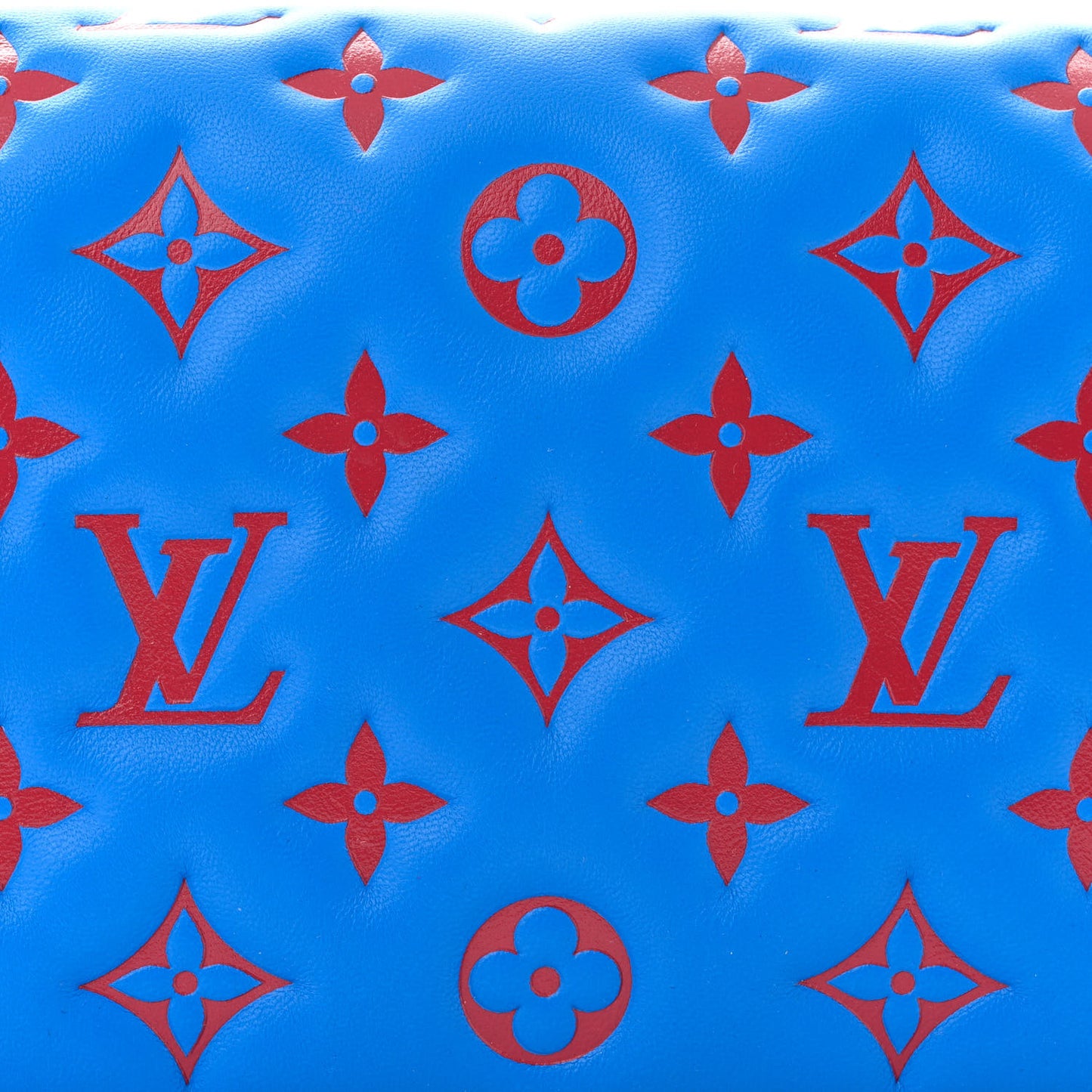 Lambskin Embossed Monogram Vuittamins Pochette Coussin Blue Red