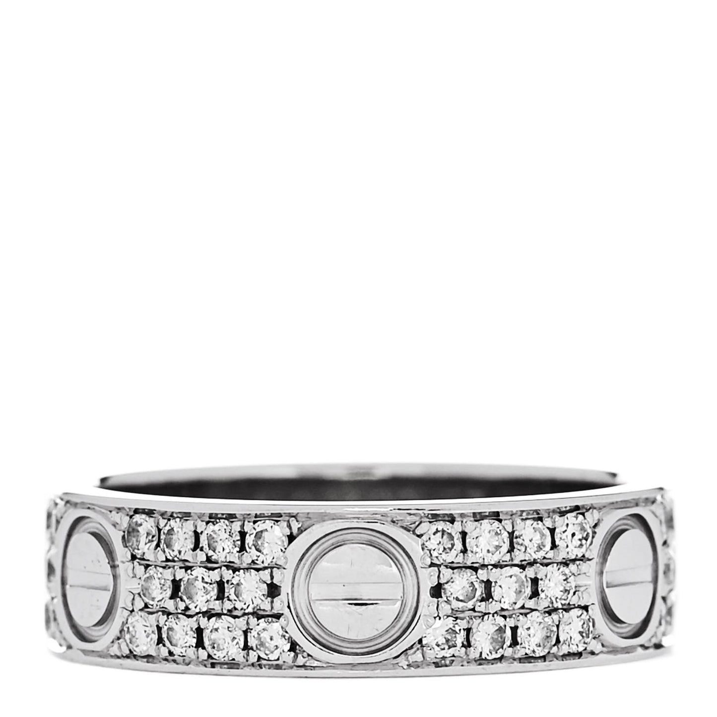 18K White Gold Diamond 5mm LOVE Wedding Paved Band Ring 53 6.5