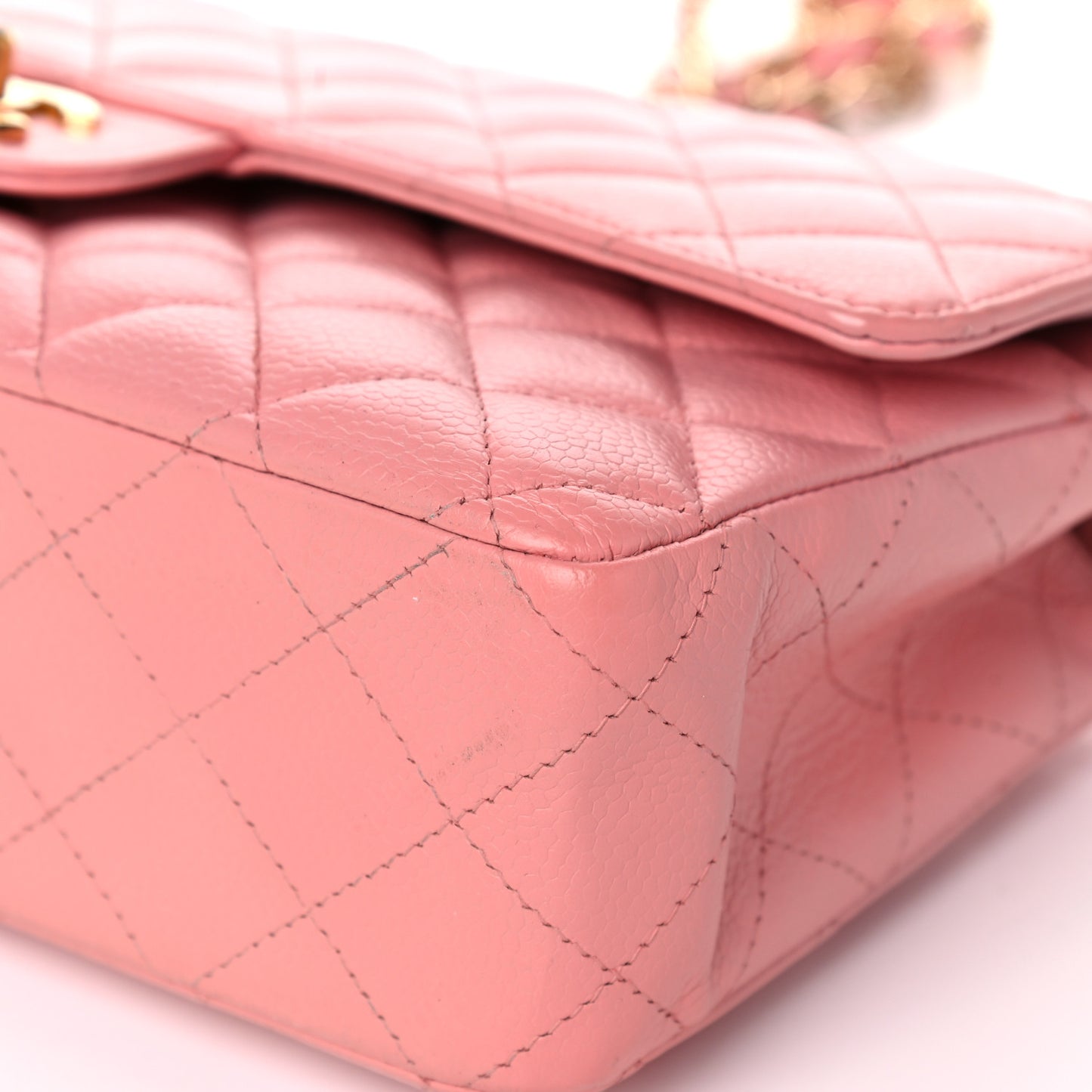 Caviar Quilted Medium Double Flap Pink
