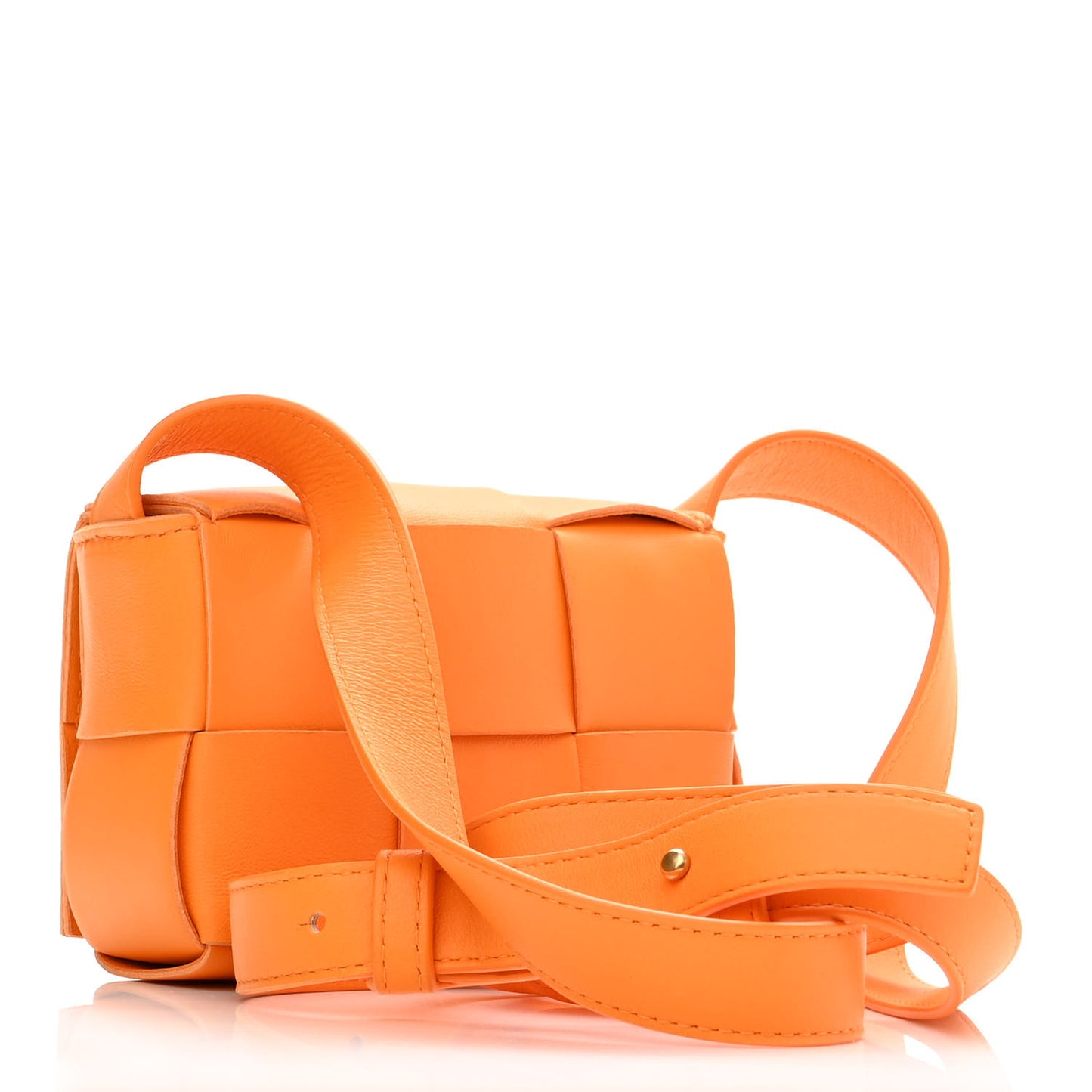 Lambskin Maxi Intrecciato Extra Mini Cassette Crossbody Bag Tangerine