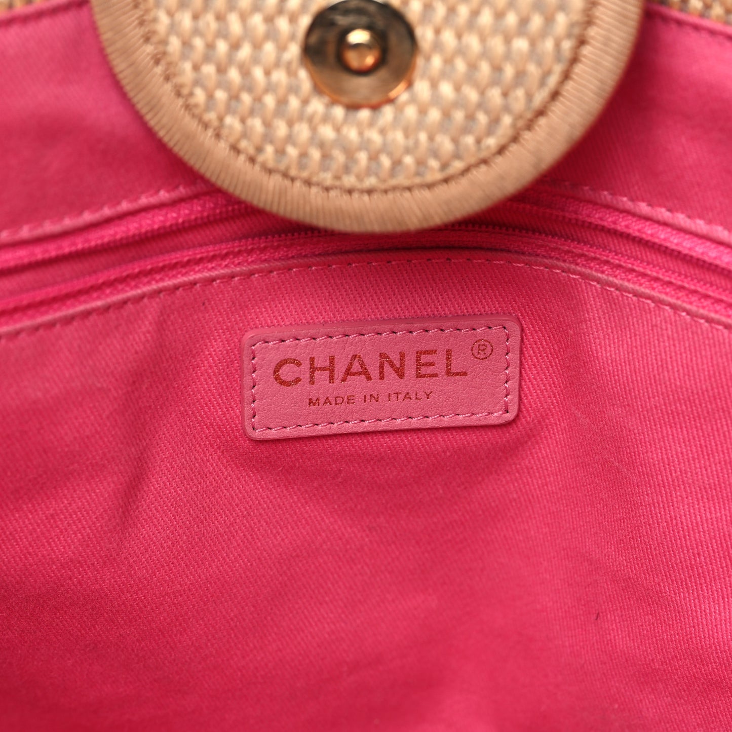 Straw Raffia Calfskin Striped Large Deauville Tote Black Beige Ivory