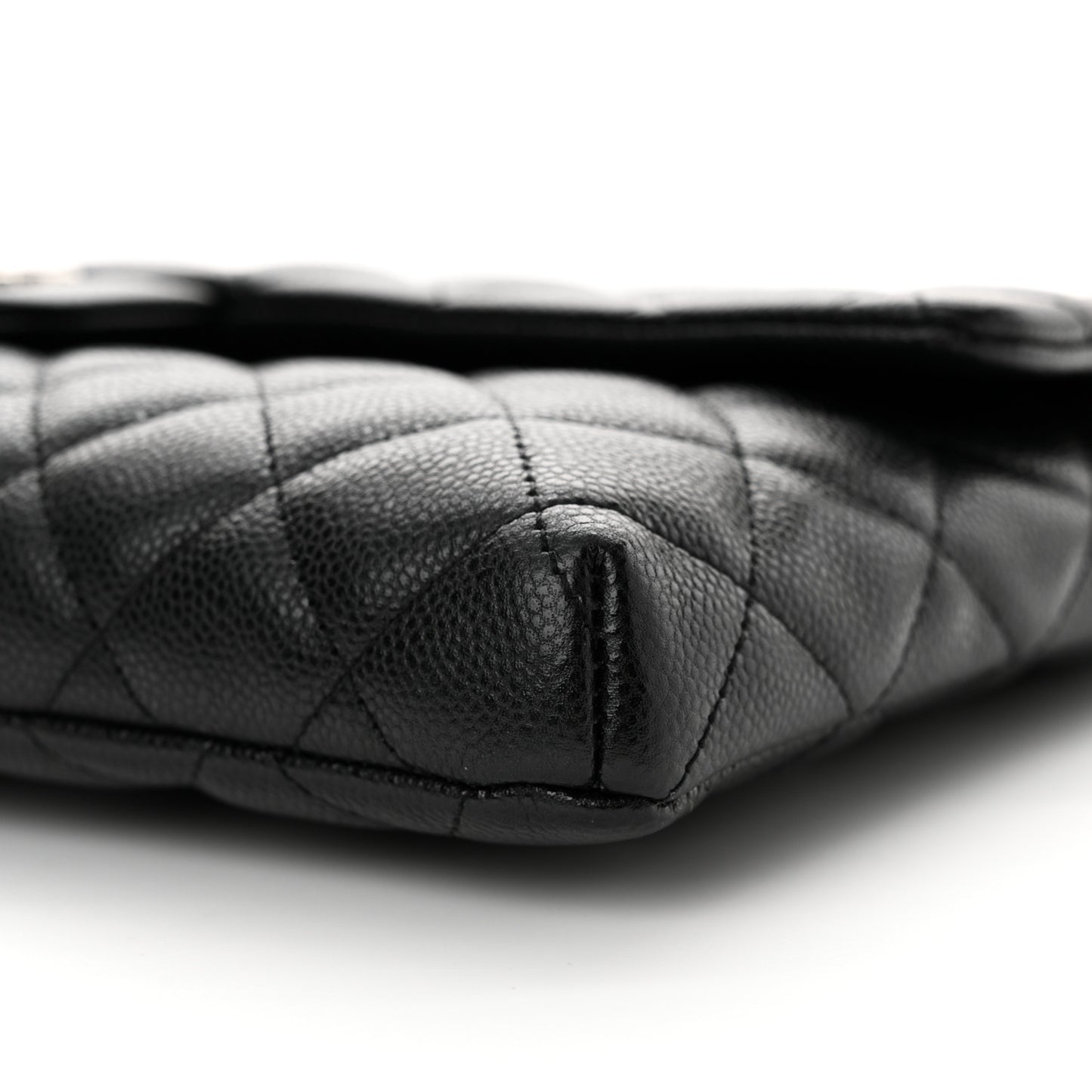 Caviar Quilted Flap Clutch Black