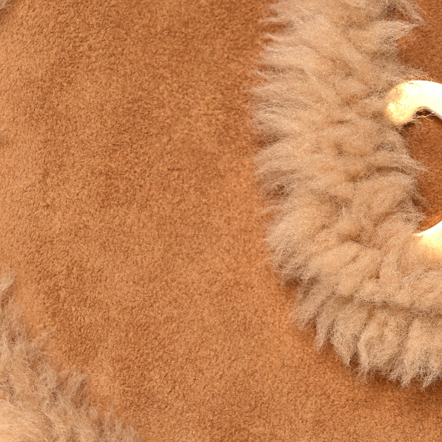 Suede Calfskin Shearling Medium Strap Ava Triomphe Shoulder Bag Tobacco